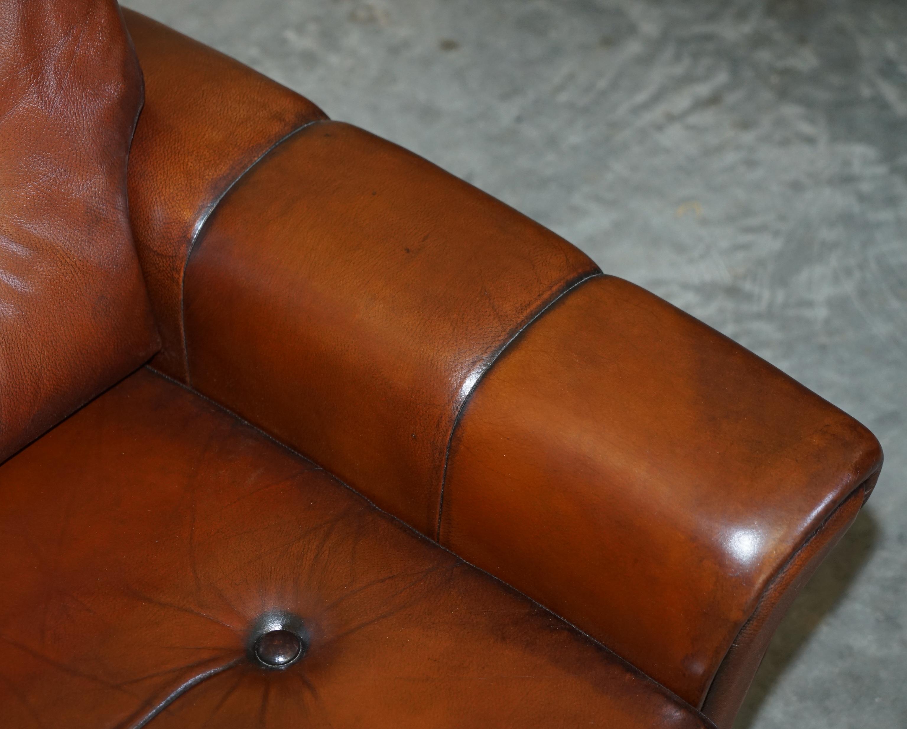 20th Century Pair of Fully Restored Vintage Dutch Mid-Century Modern Brown Leather Armchairs For Sale