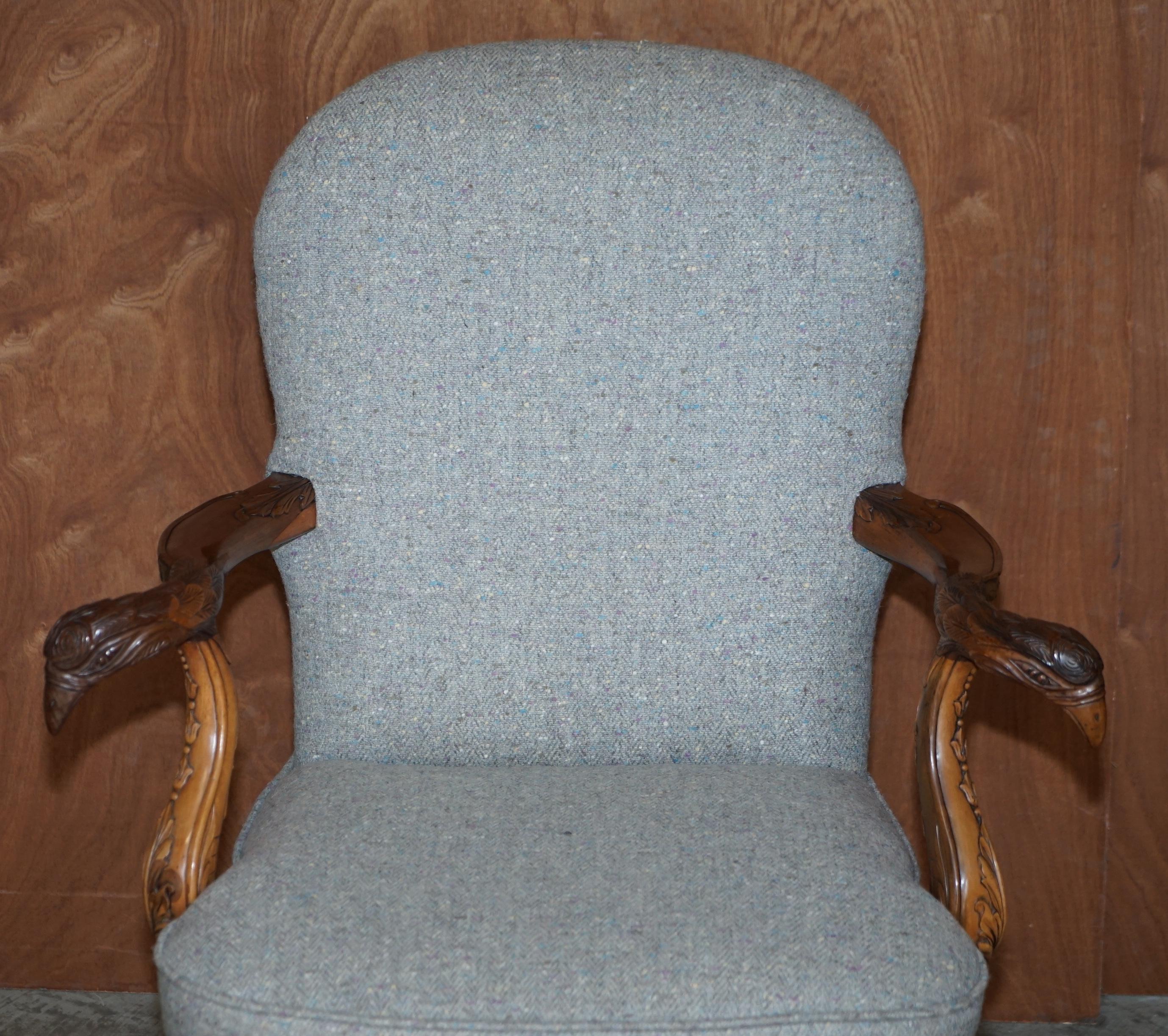 Georgian Pair of Fully Restored Vintage Eagle Armed Claw & Ball Feet Throne Armchairs For Sale