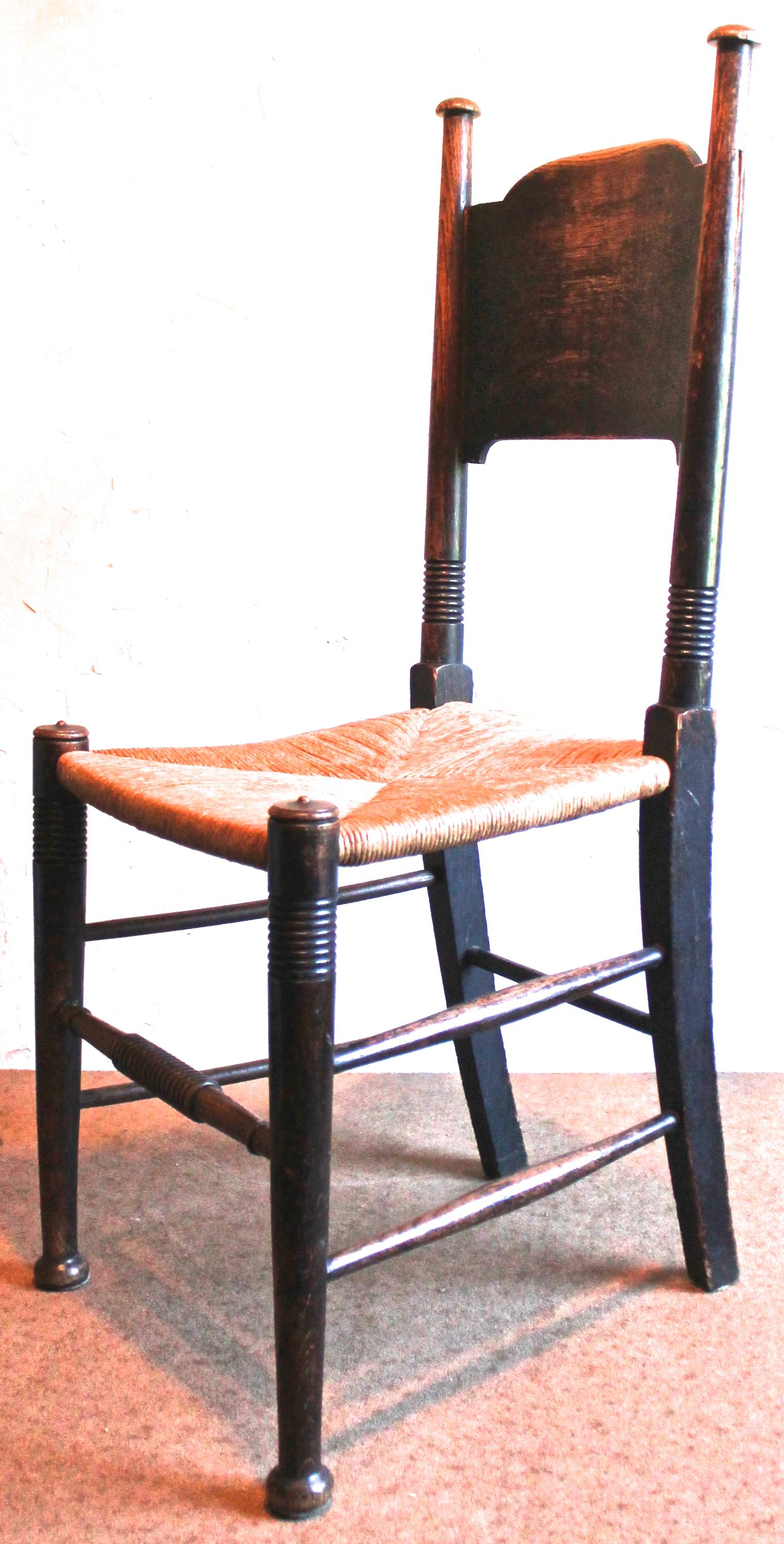 English  William Birch Liberty Arts & Crafts Fumed Oak Chairs