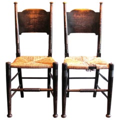Antique William Birch Liberty Arts & Crafts Fumed Oak Chairs