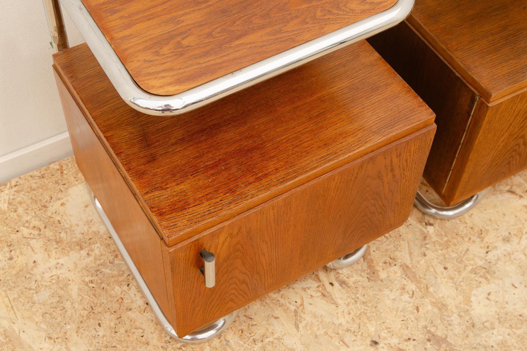 Pair of Functionalist chromed night stands by Vichr & spol, 1950’s, Czech. 4