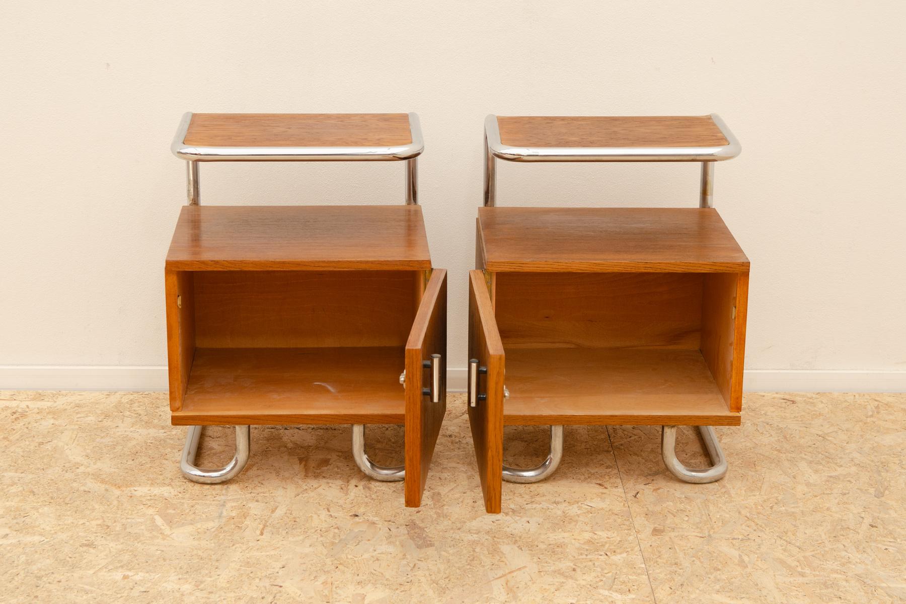 Pair of Functionalist chromed night stands by Vichr & spol, 1950’s, Czech. 6