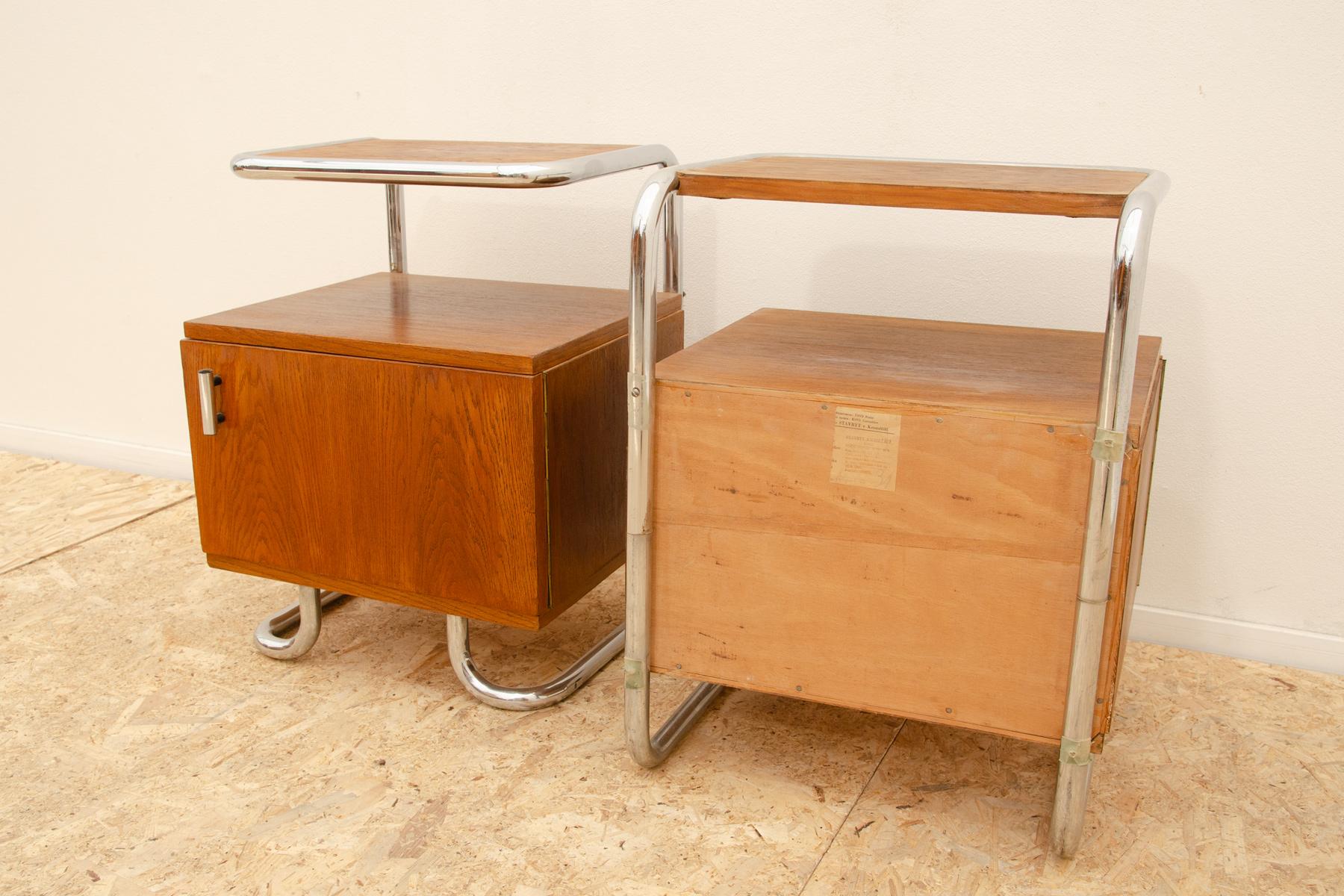 Pair of Functionalist chromed night stands by Vichr & spol, 1950’s, Czech. 9