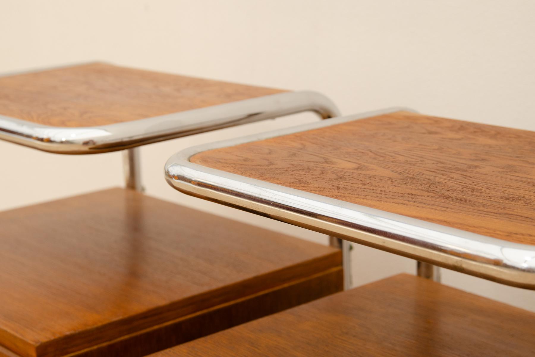 Pair of Functionalist chromed night stands by Vichr & spol, 1950’s, Czech. 2