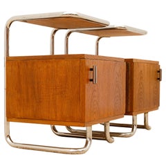 Paire de tables de nuit chromées fonctionnalistes par Vichr & spol, années 1950, République tchèque.