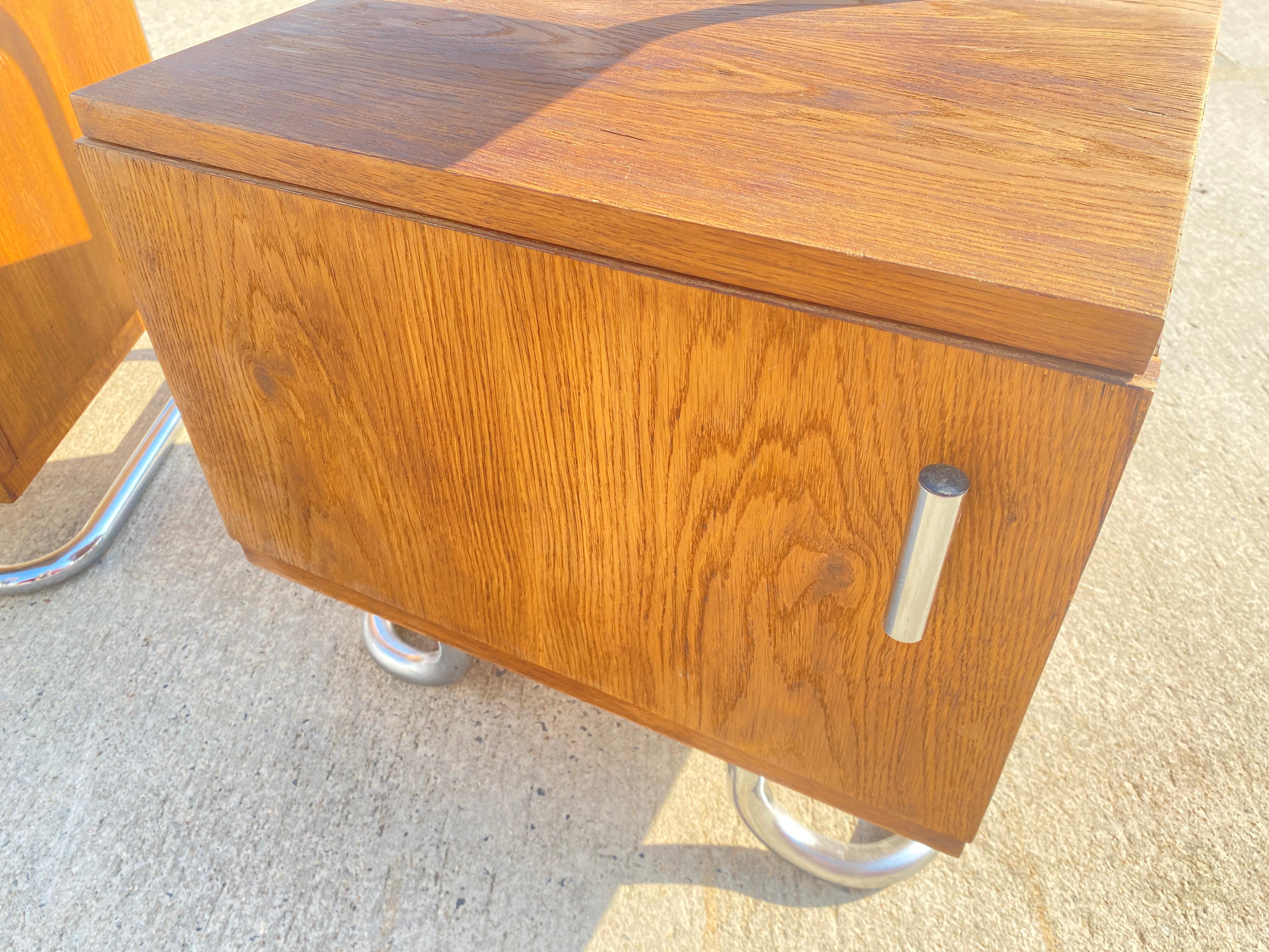 Pair of Functionalist chromed night stands by Vichr & spol, 1950’s, Czechoslovak 2