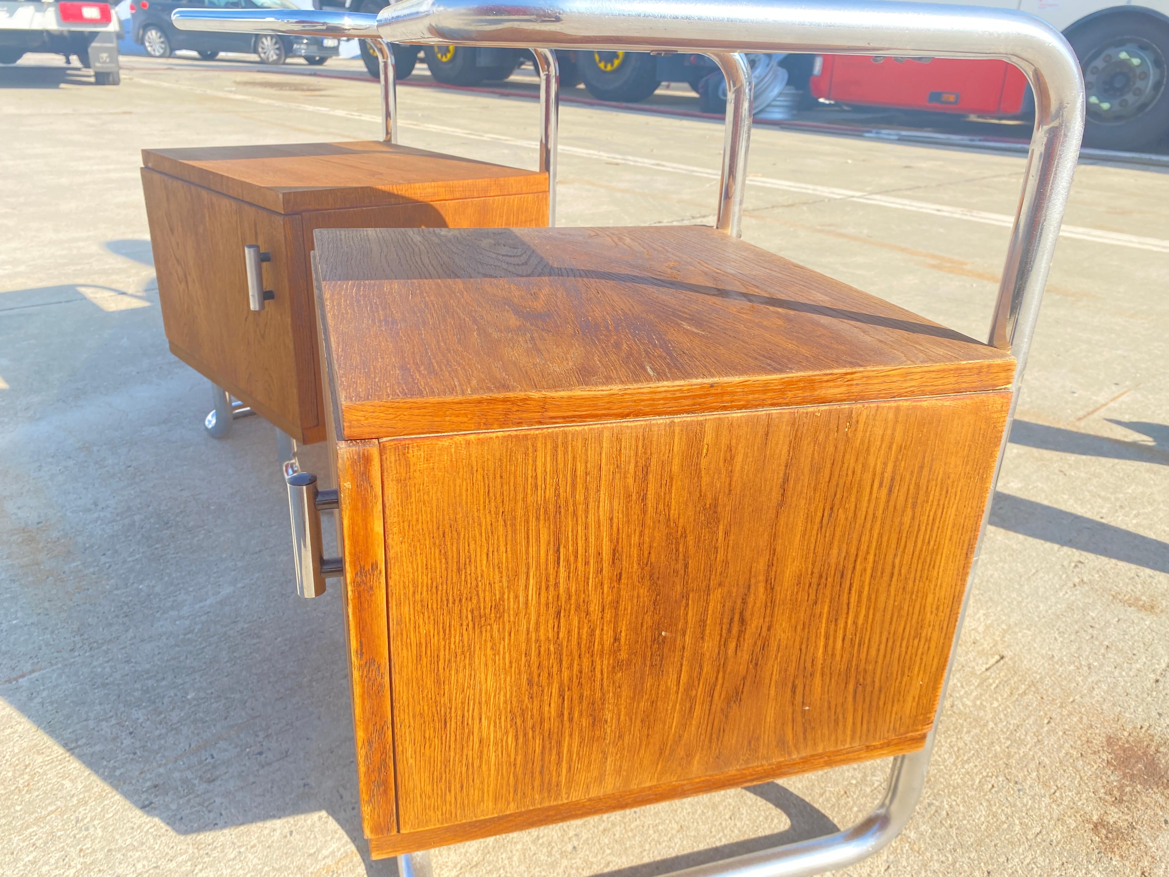 Pair of Functionalist chromed night stands by Vichr & spol, 1950’s, Czechoslovak 6