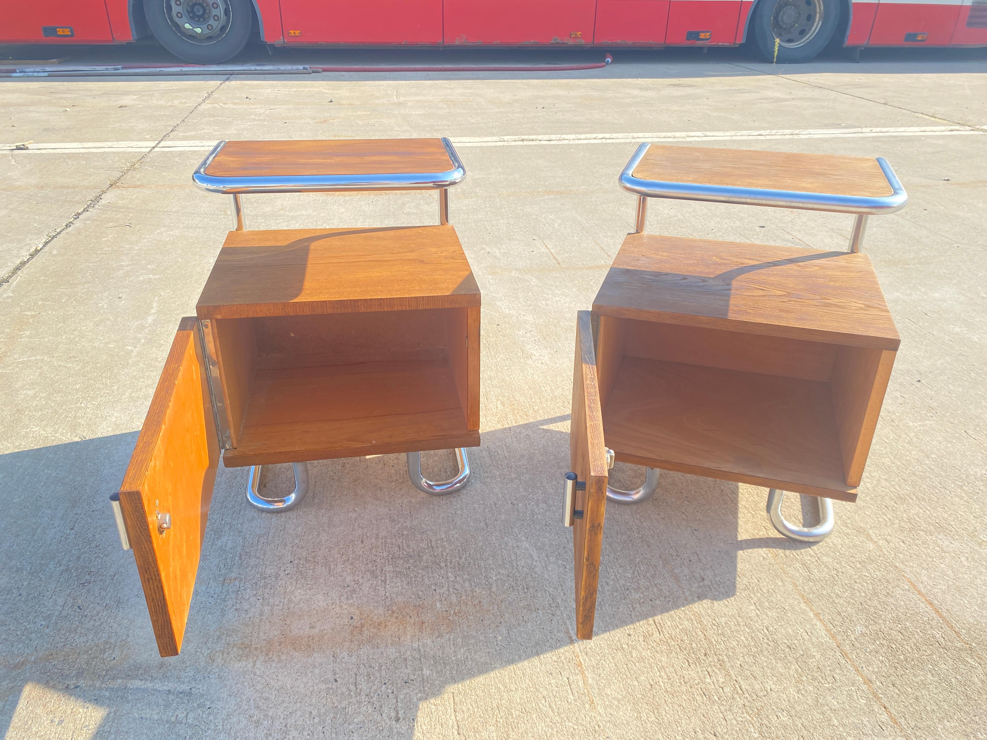 Pair of Functionalist chromed night stands by Vichr & spol, 1950’s, Czechoslovak 9