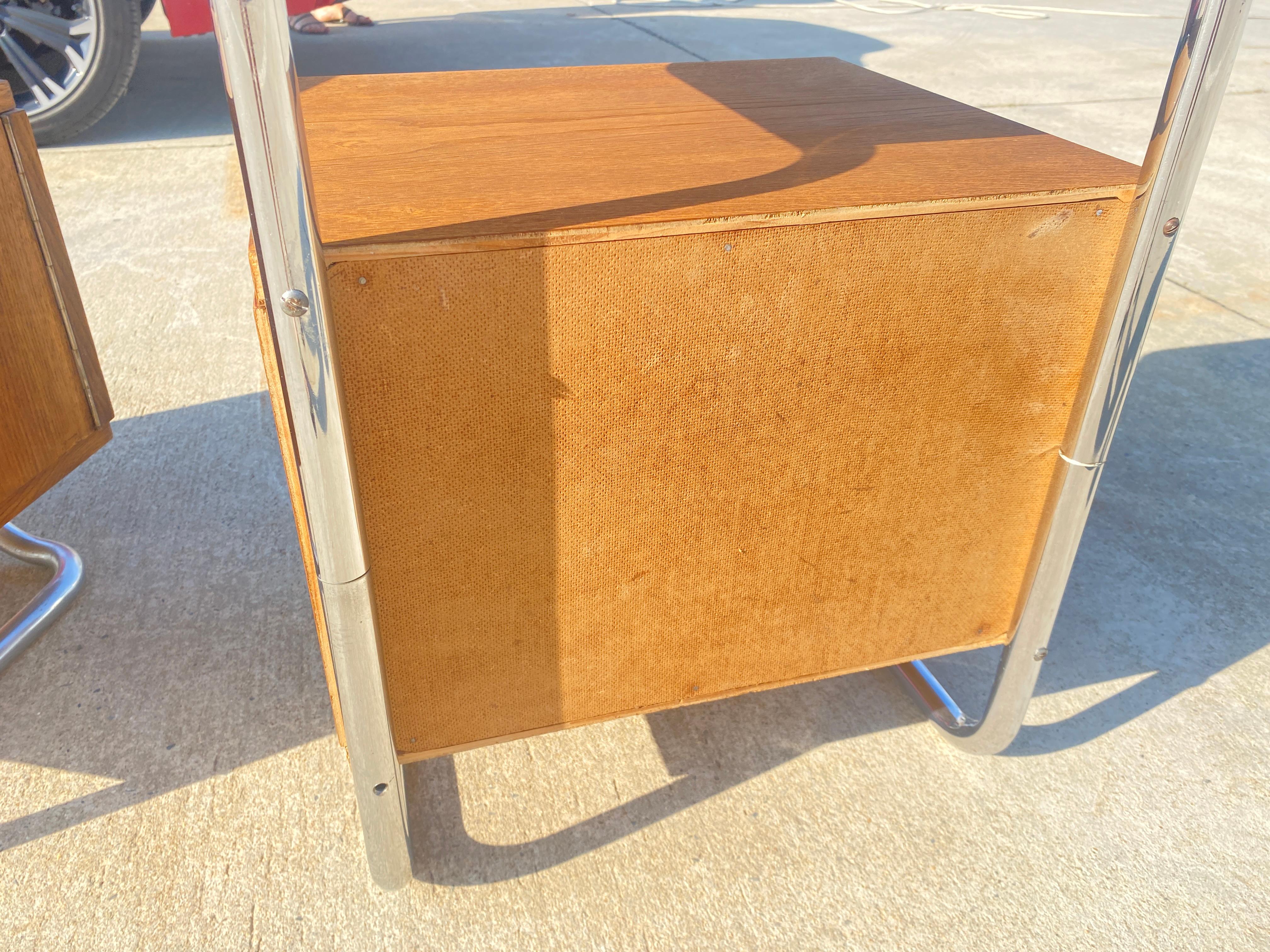 Pair of Functionalist chromed night stands by Vichr & spol, 1950’s, Czechoslovak In Good Condition In Prague 8, CZ