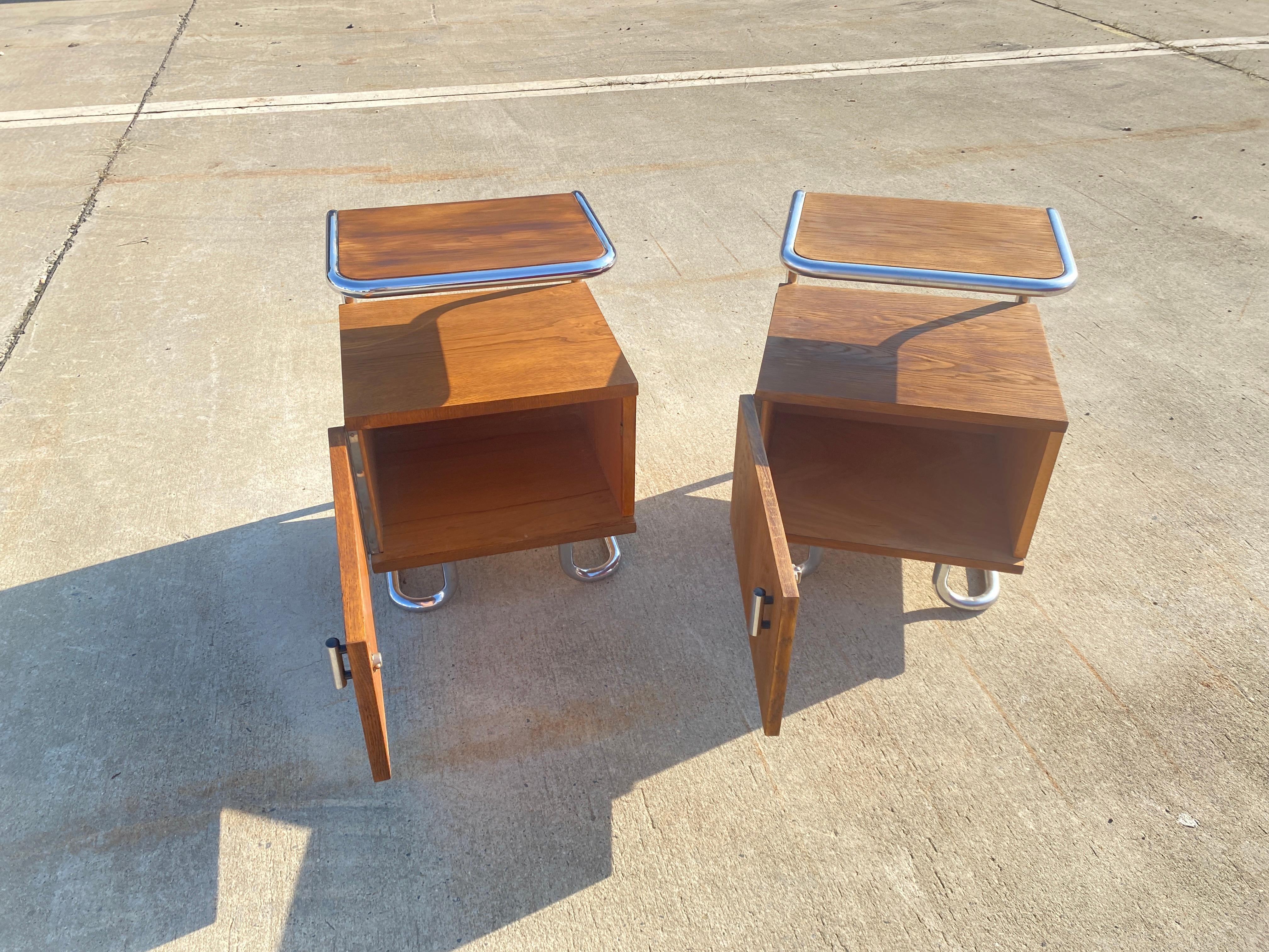 20th Century Pair of Functionalist chromed night stands by Vichr & spol, 1950’s, Czechoslovak