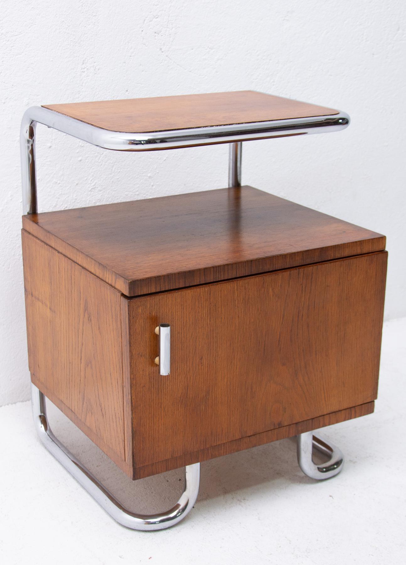 Pair of Functionalist chromed night stands by Vichr & spol, 1950’s, Czechoslovak For Sale 1