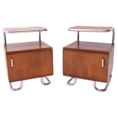 Pair of Functionalist chromed night stands by Vichr & spol, 1950’s, Czechoslovak