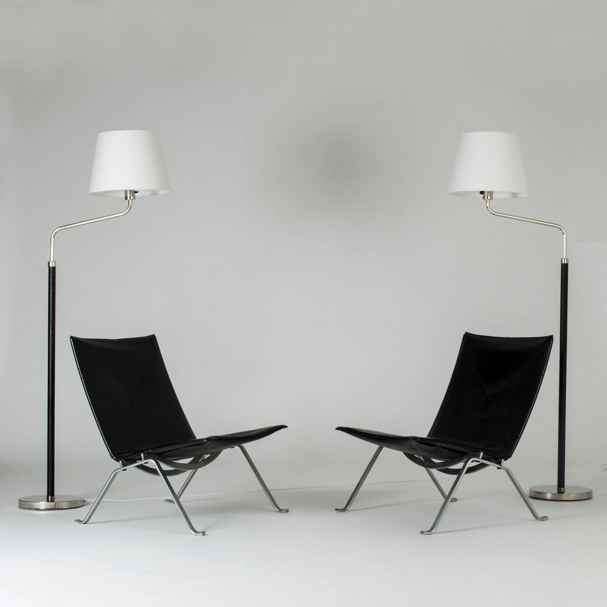 Steel Pair of Functionalist Floor Lamps by Bertil Brisborg For Sale