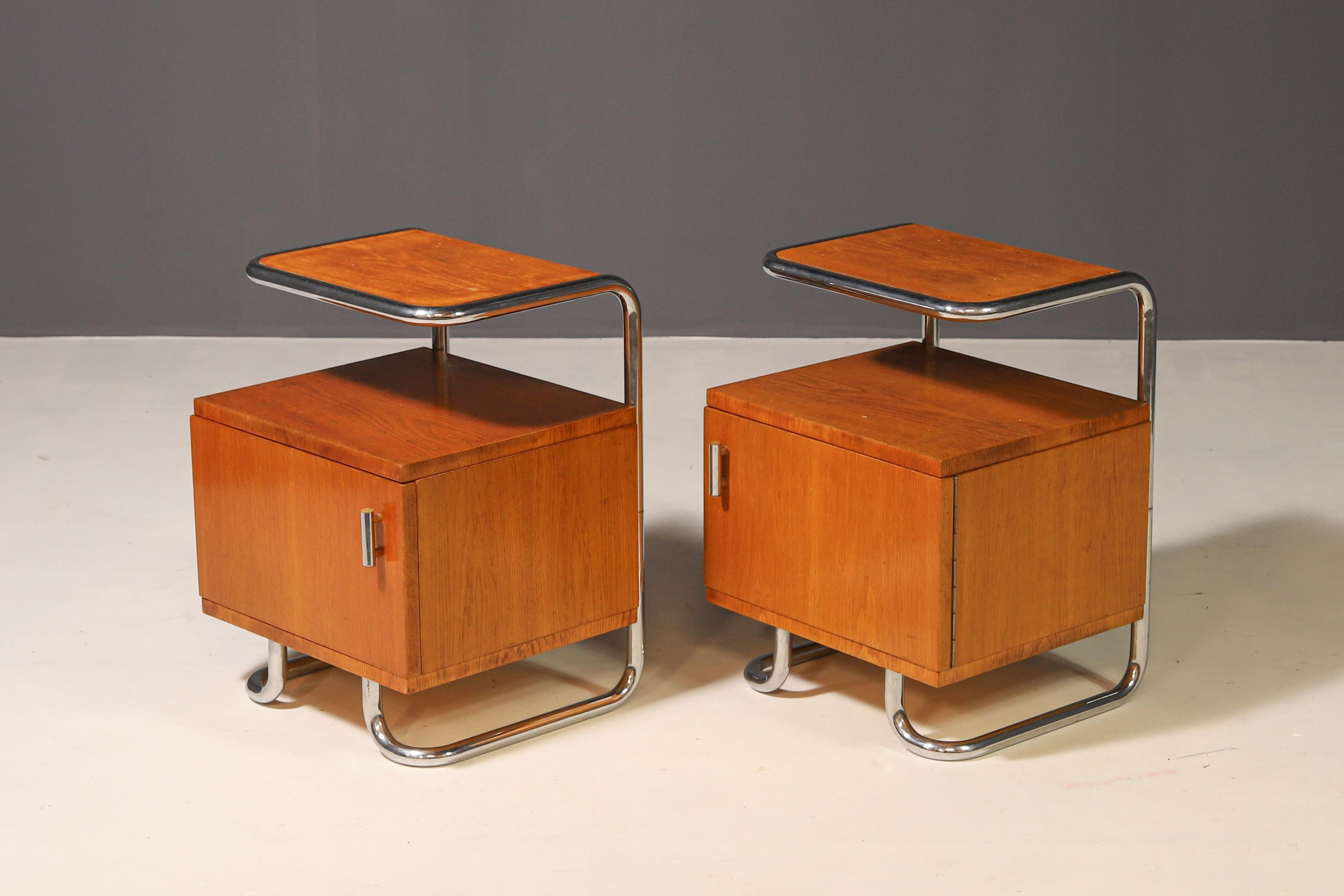 Czech Pair of Functionalist Nightstands  Kovona N.P., 1950s