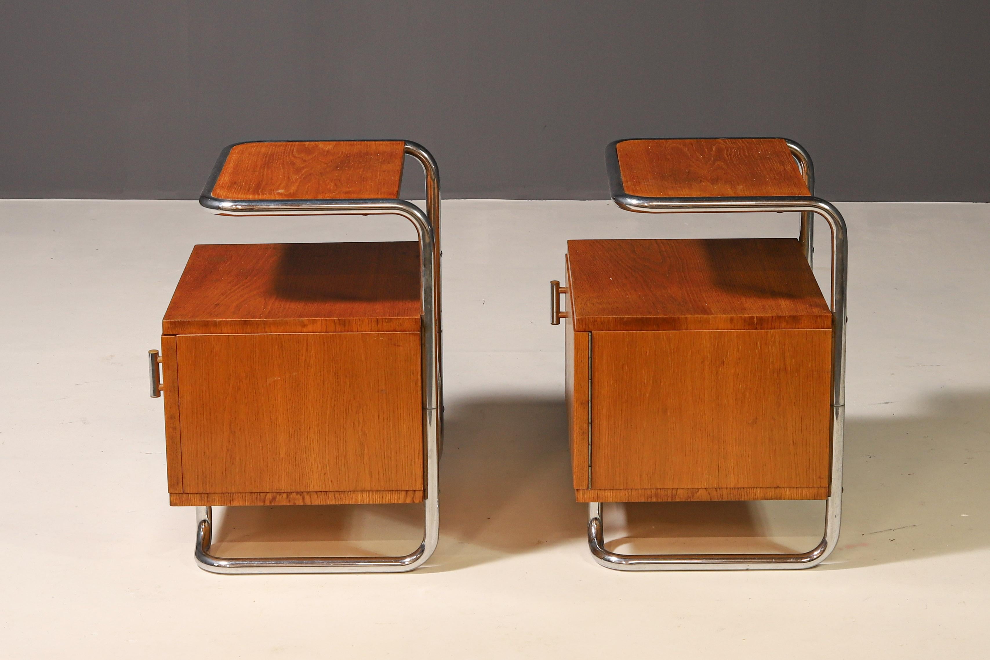 Pair of Functionalist Nightstands  Kovona N.P., 1950s In Good Condition In Prague 8, CZ