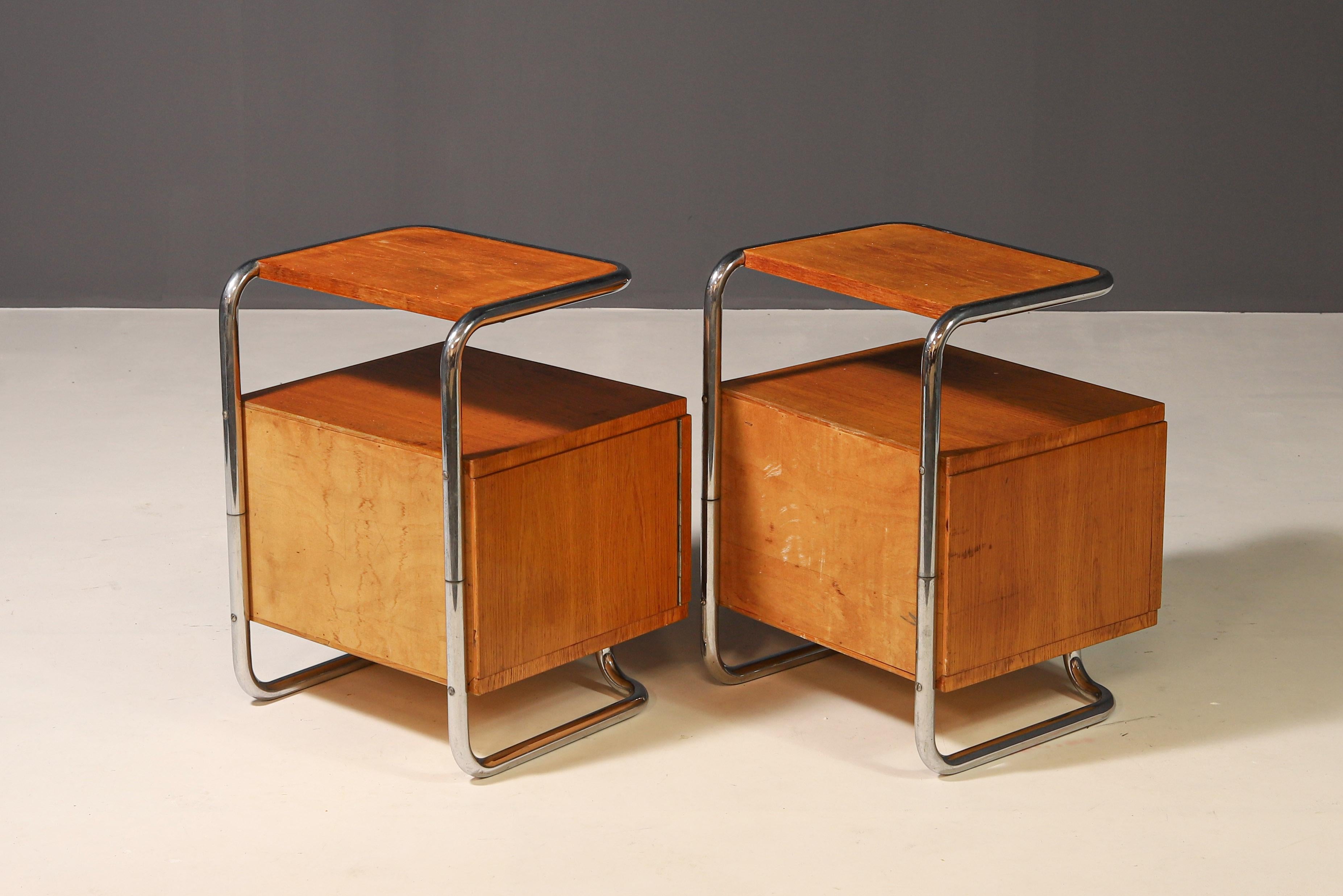 Pair of Functionalist Nightstands  Kovona N.P., 1950s 1