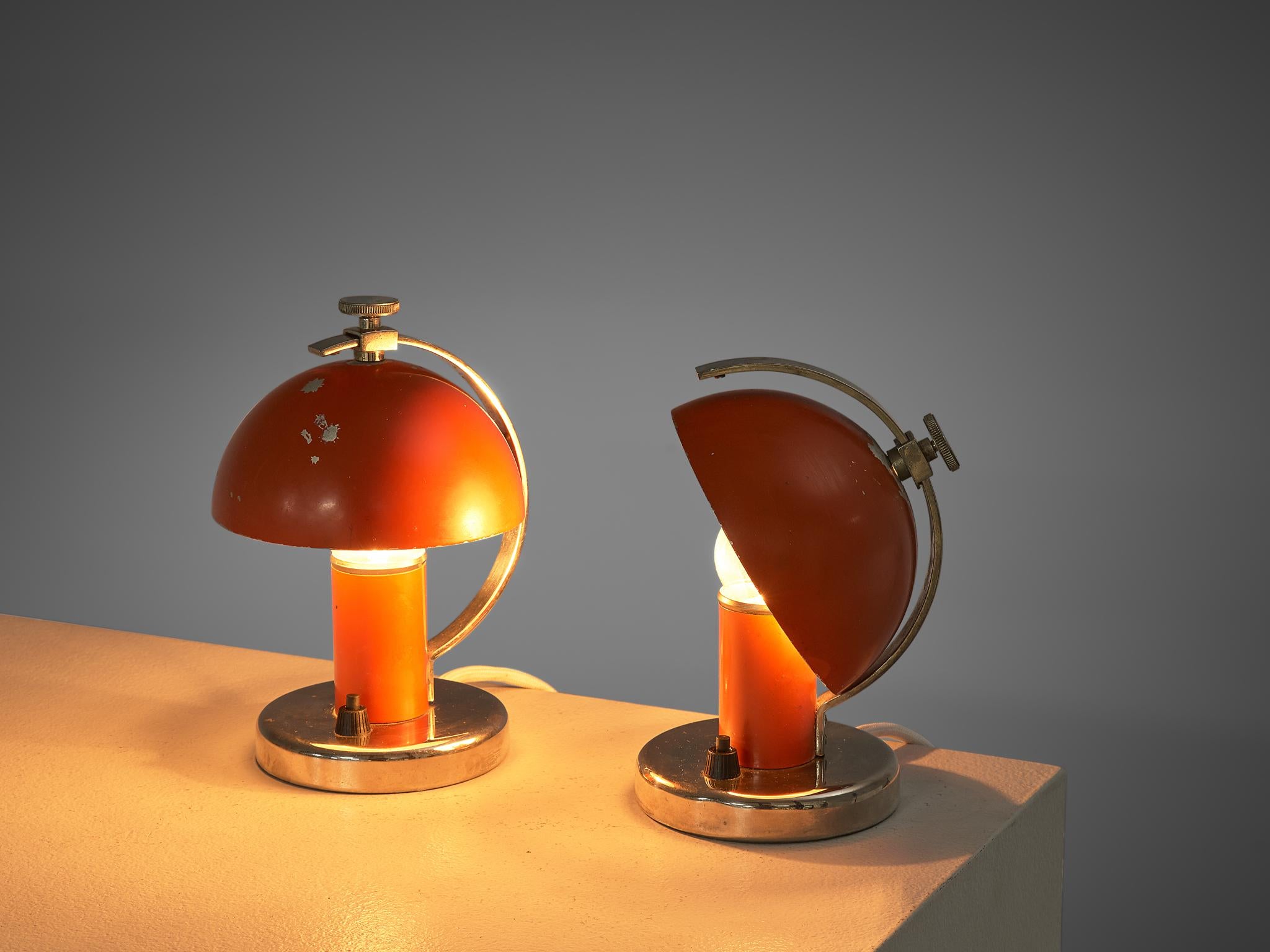 Metal Pair of Functionalist Table/Wall Lights by Erik Tidstrand, 1930s