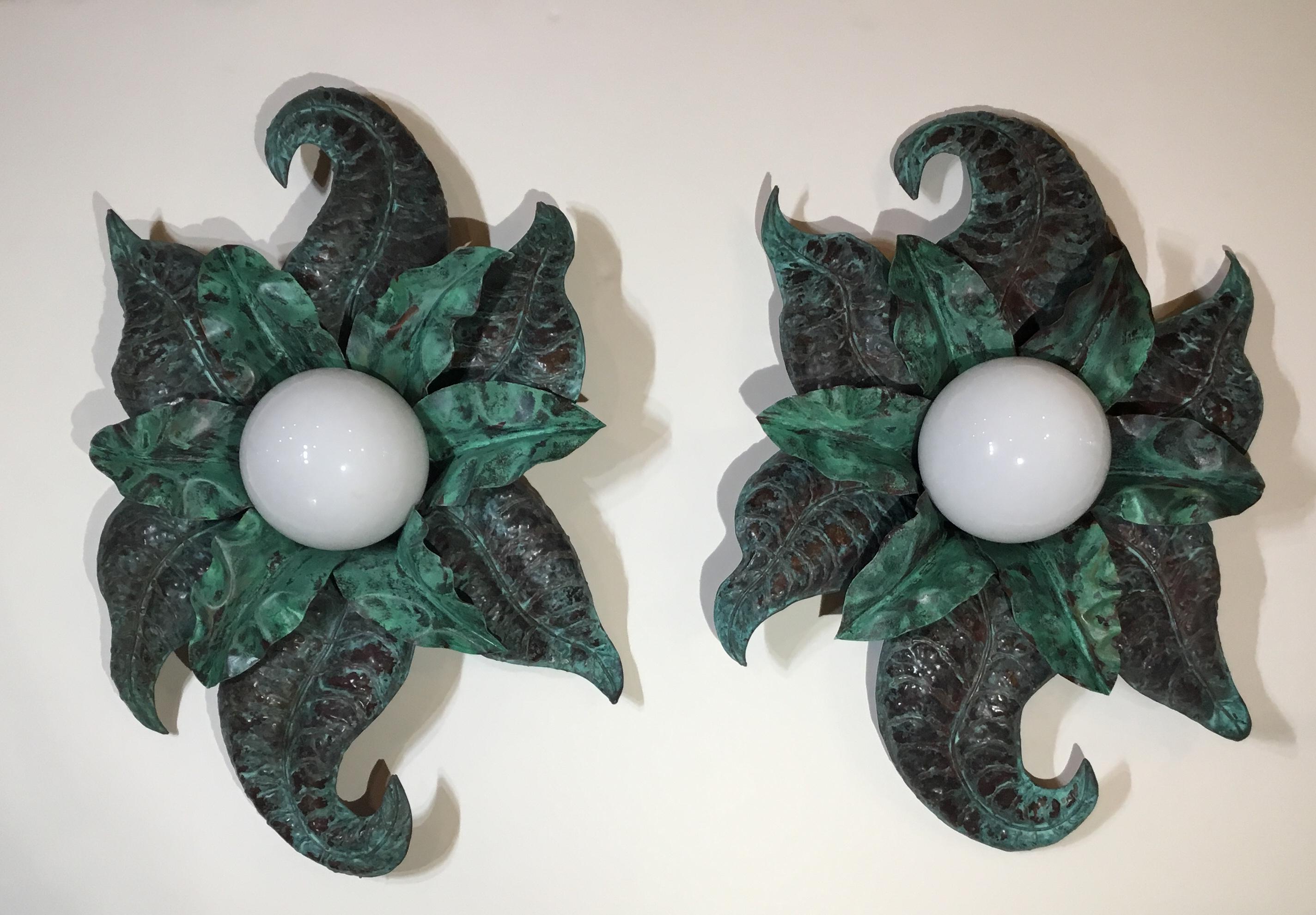 Pair of Funky Copper Wall Sconces For Sale 4