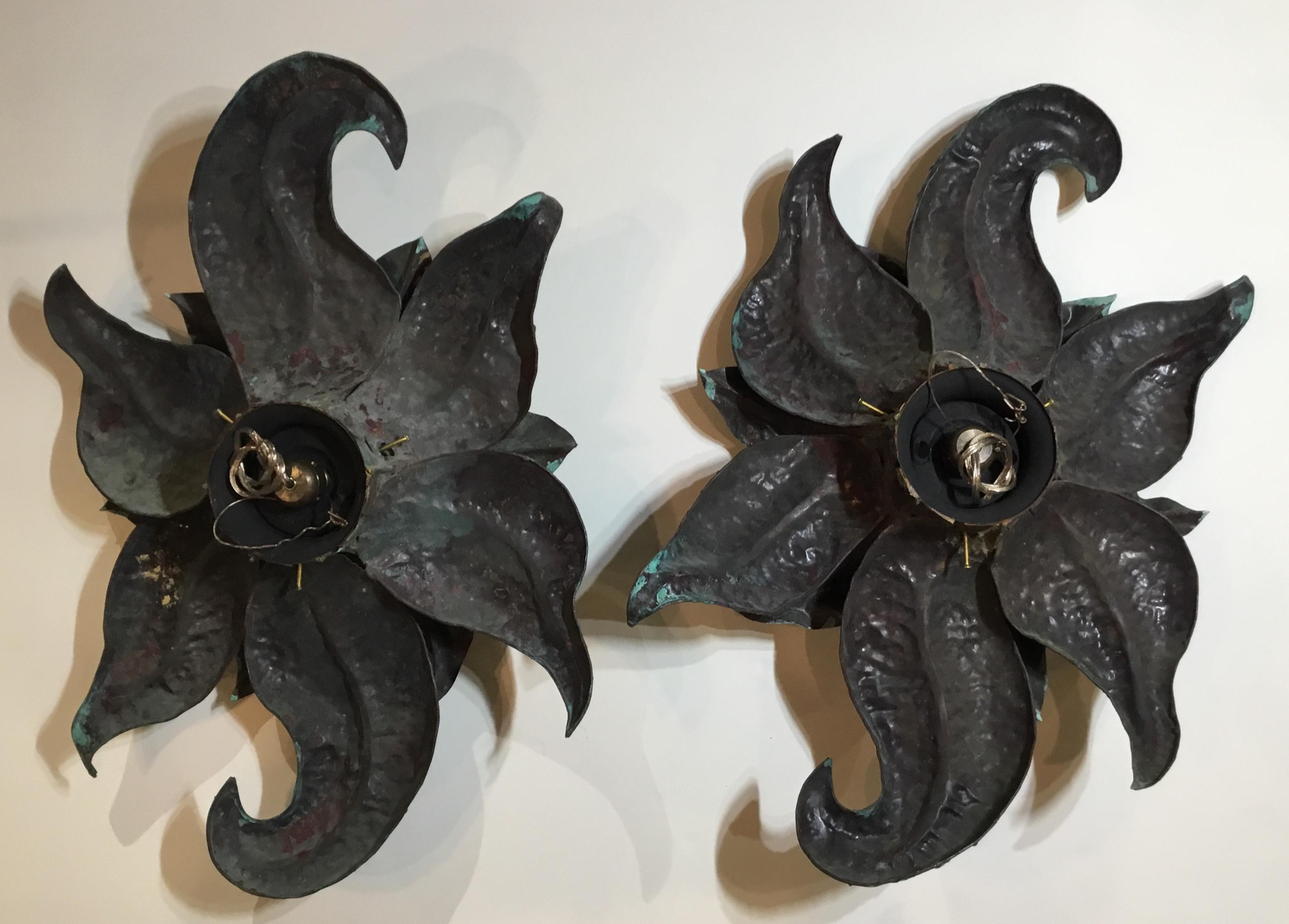 Pair of Funky Copper Wall Sconces For Sale 4