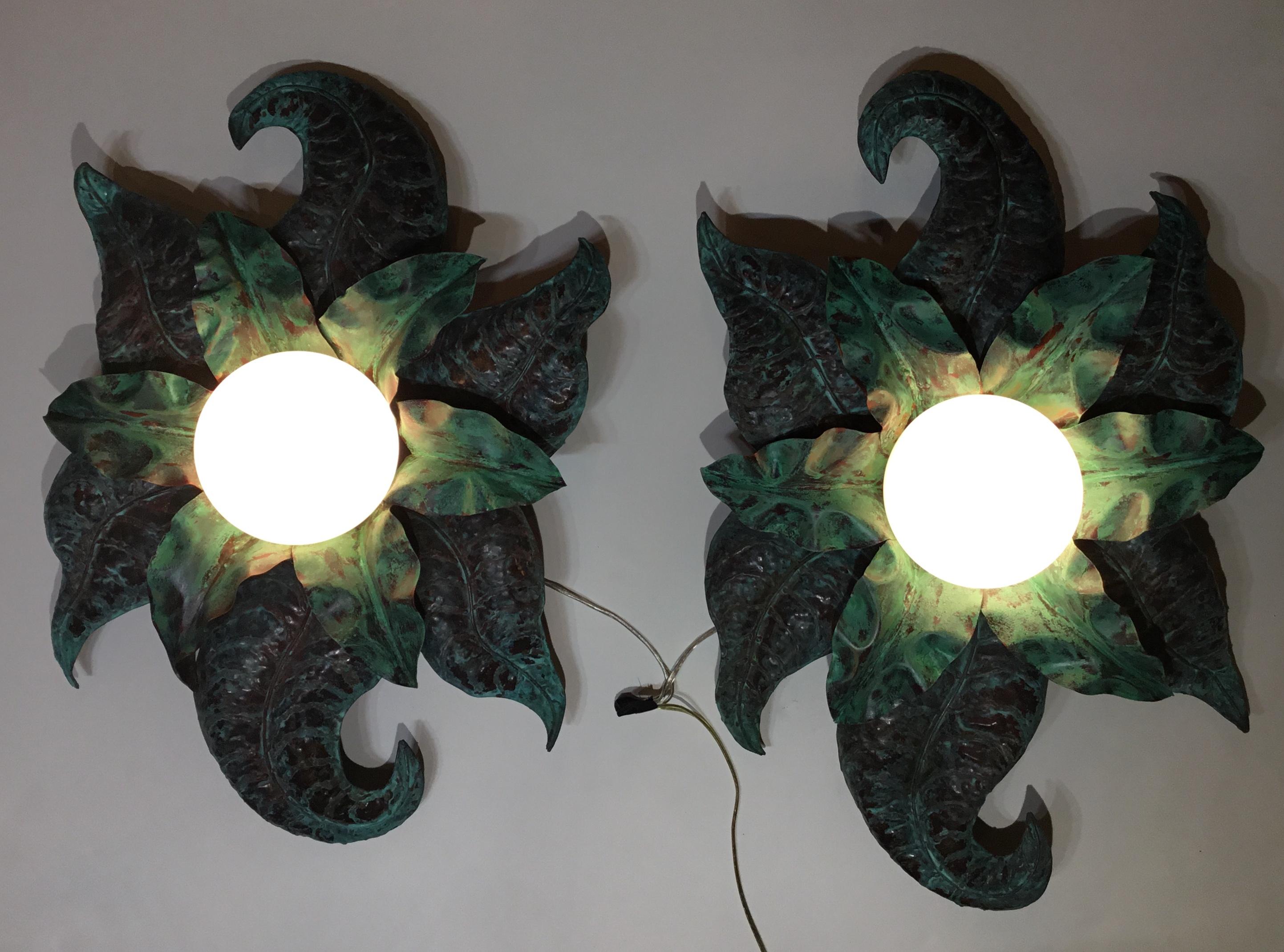 Pair of Funky Copper Wall Sconces For Sale 5