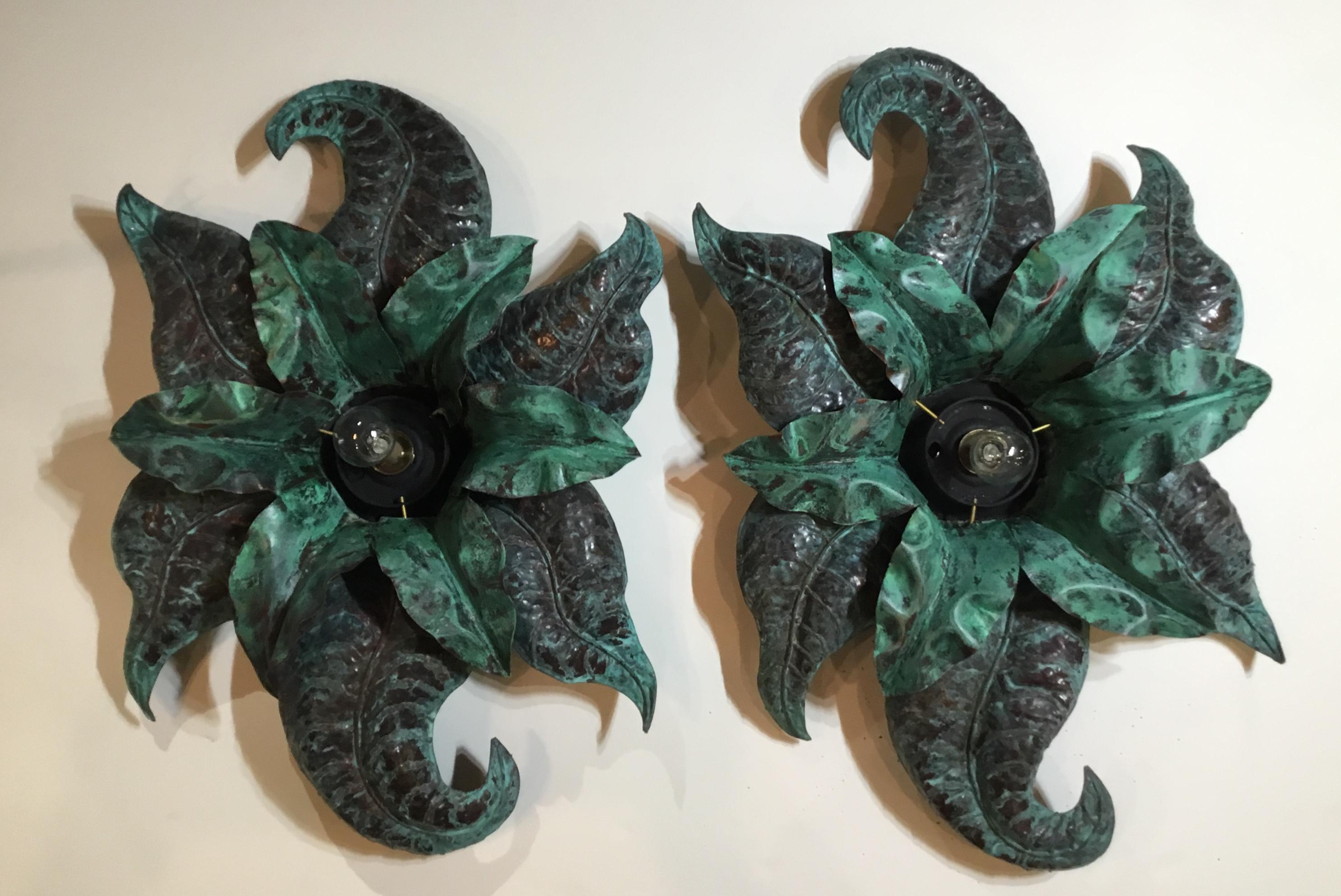 Pair of Funky Copper Wall Sconces For Sale 6