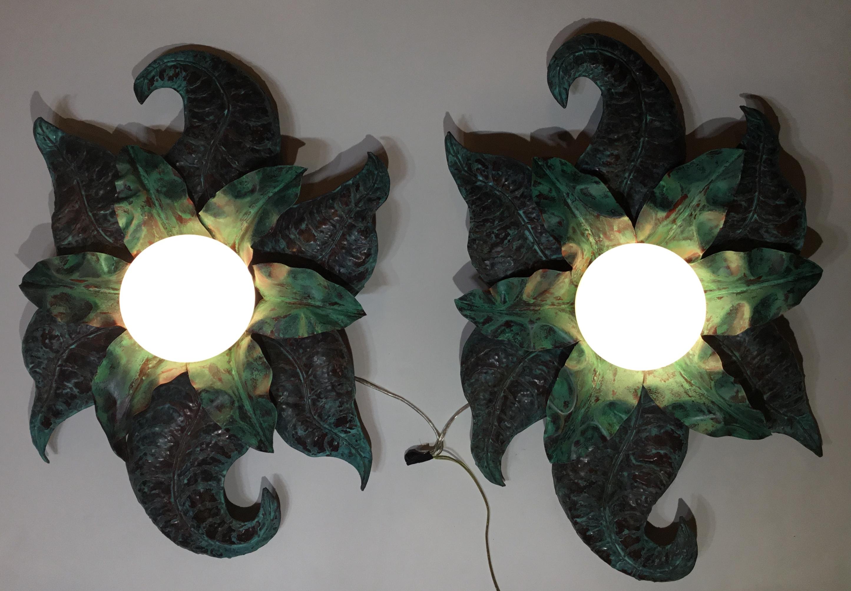 Pair of Funky Copper Wall Sconces For Sale 7