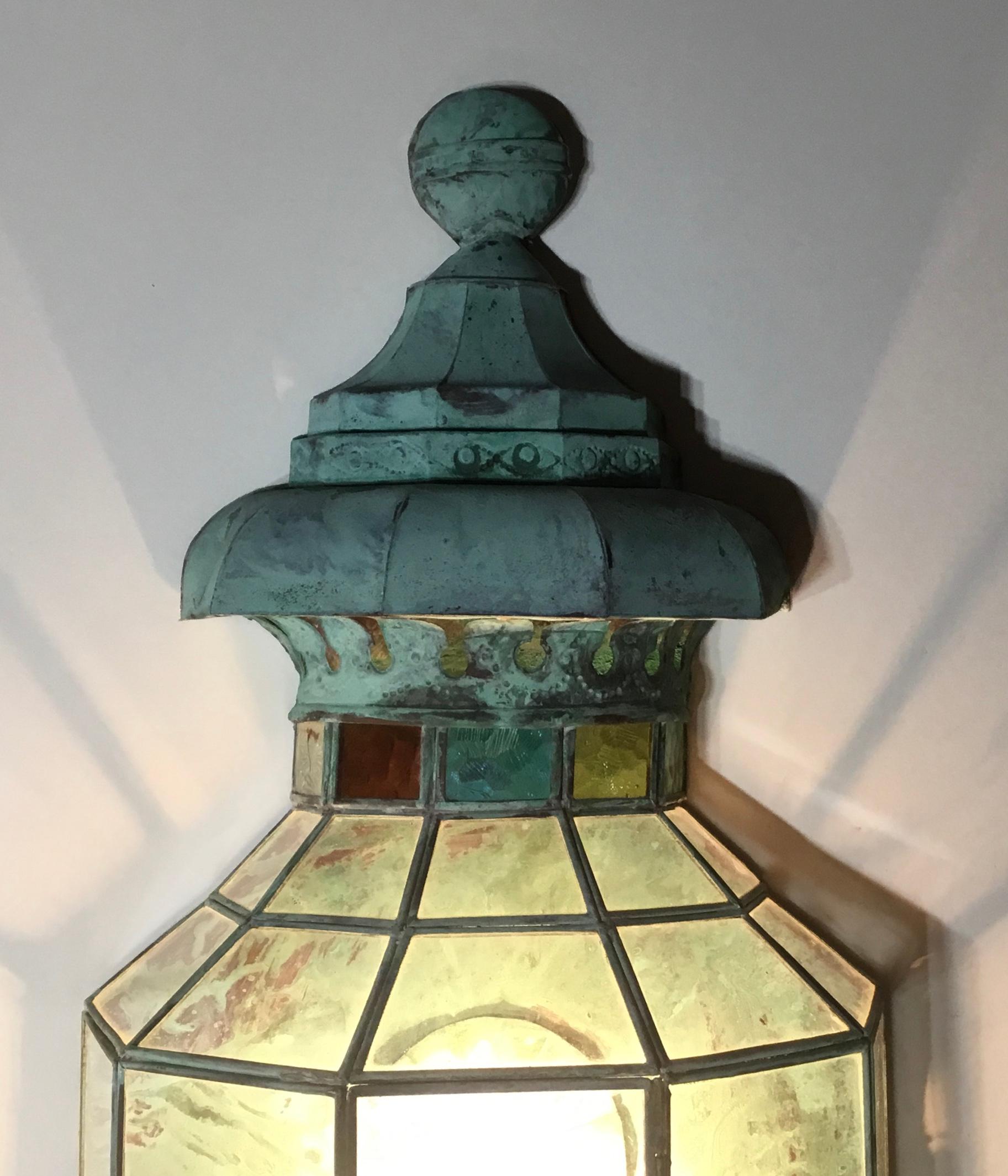 American Pair of Funky Handcrafted Copper Wall Lantern