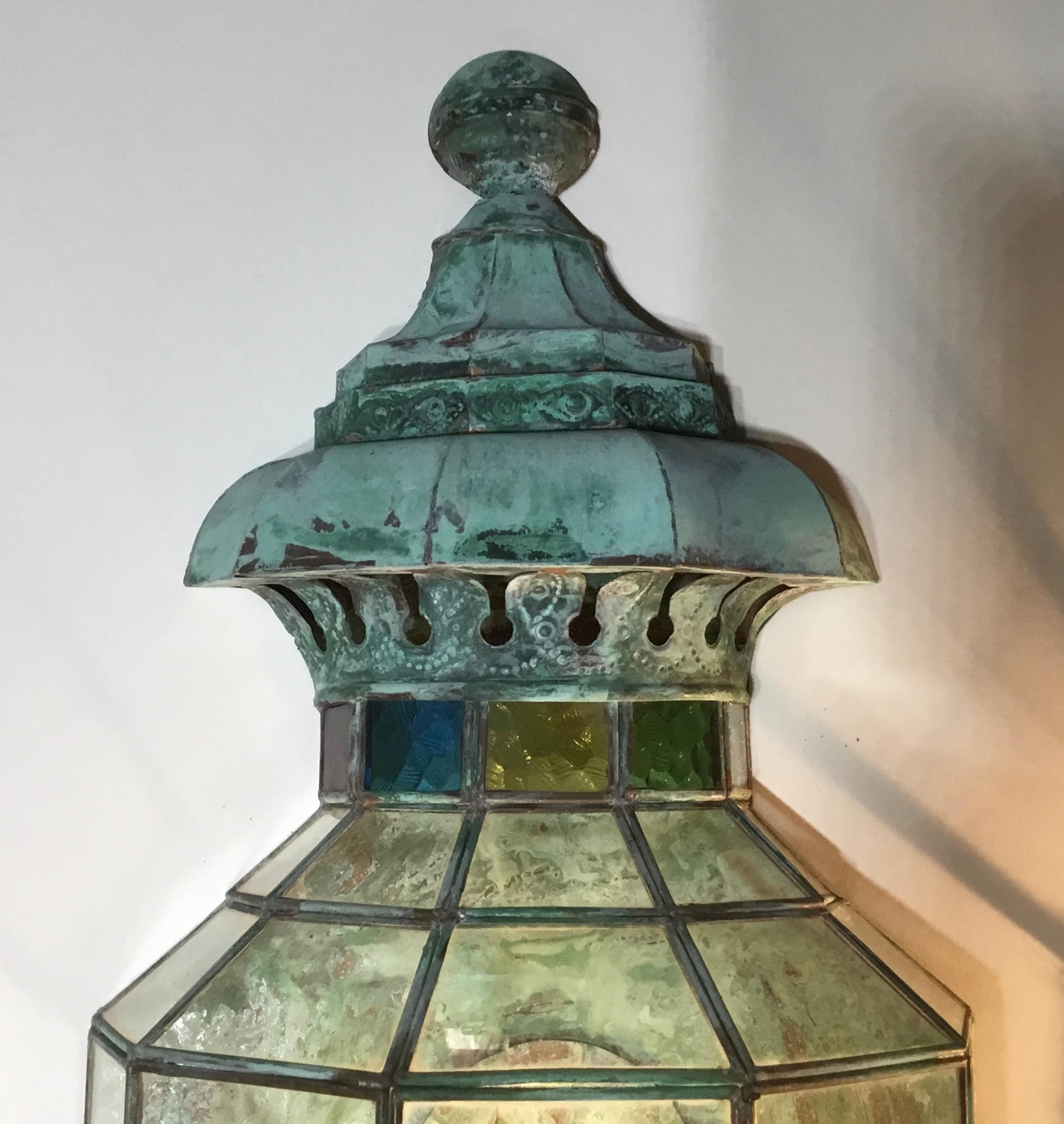 Mid-20th Century Pair of Funky Handcrafted Copper Wall Lantern