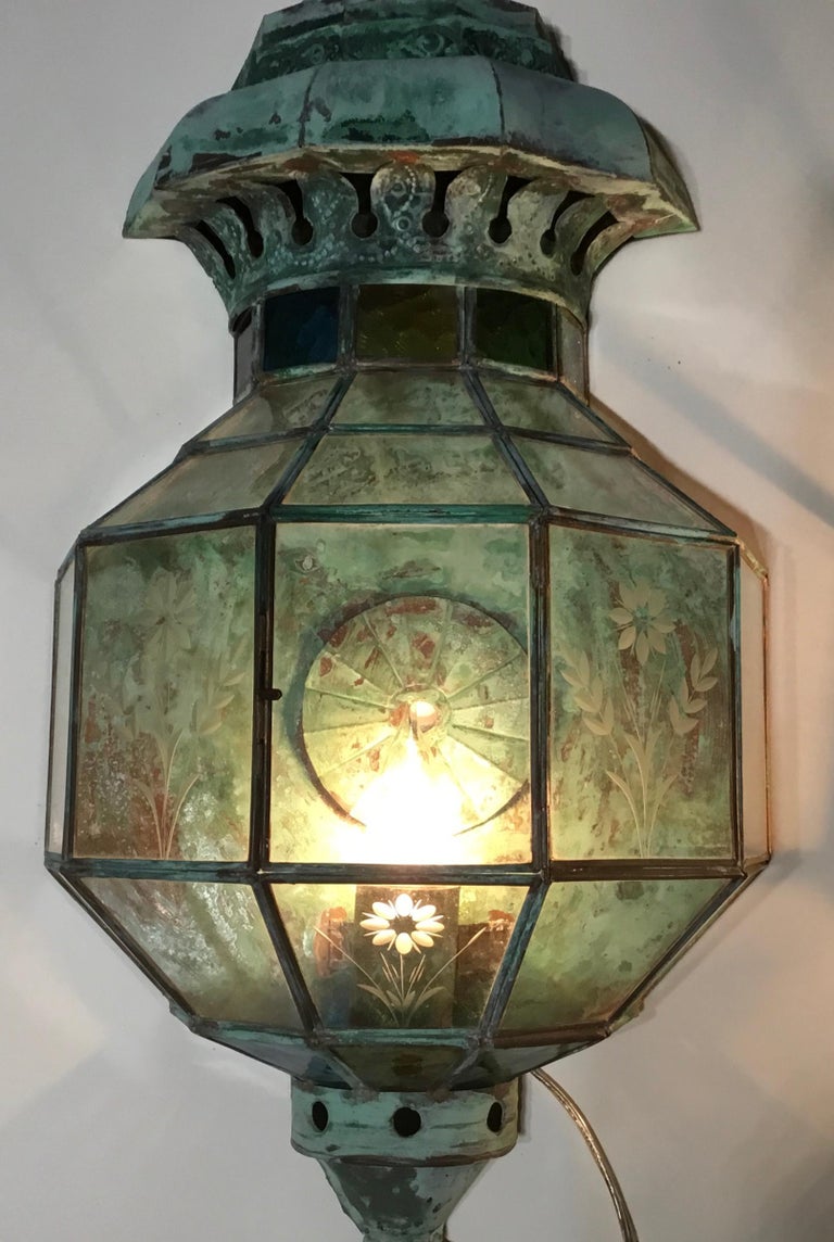 Pair of Funky Handcrafted Copper Wall Lantern at 1stDibs