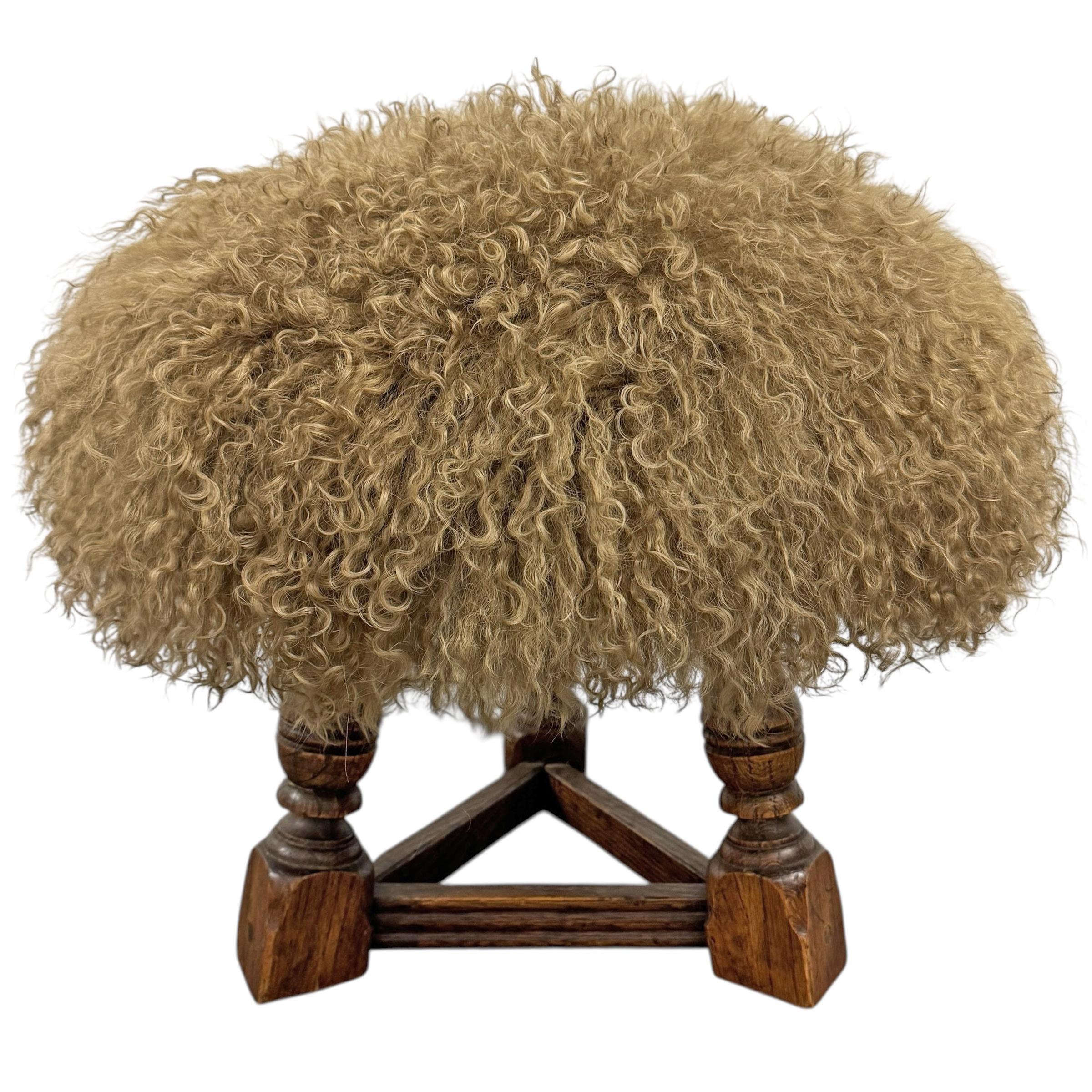 20th Century Pair of Fur Covered English Stools For Sale