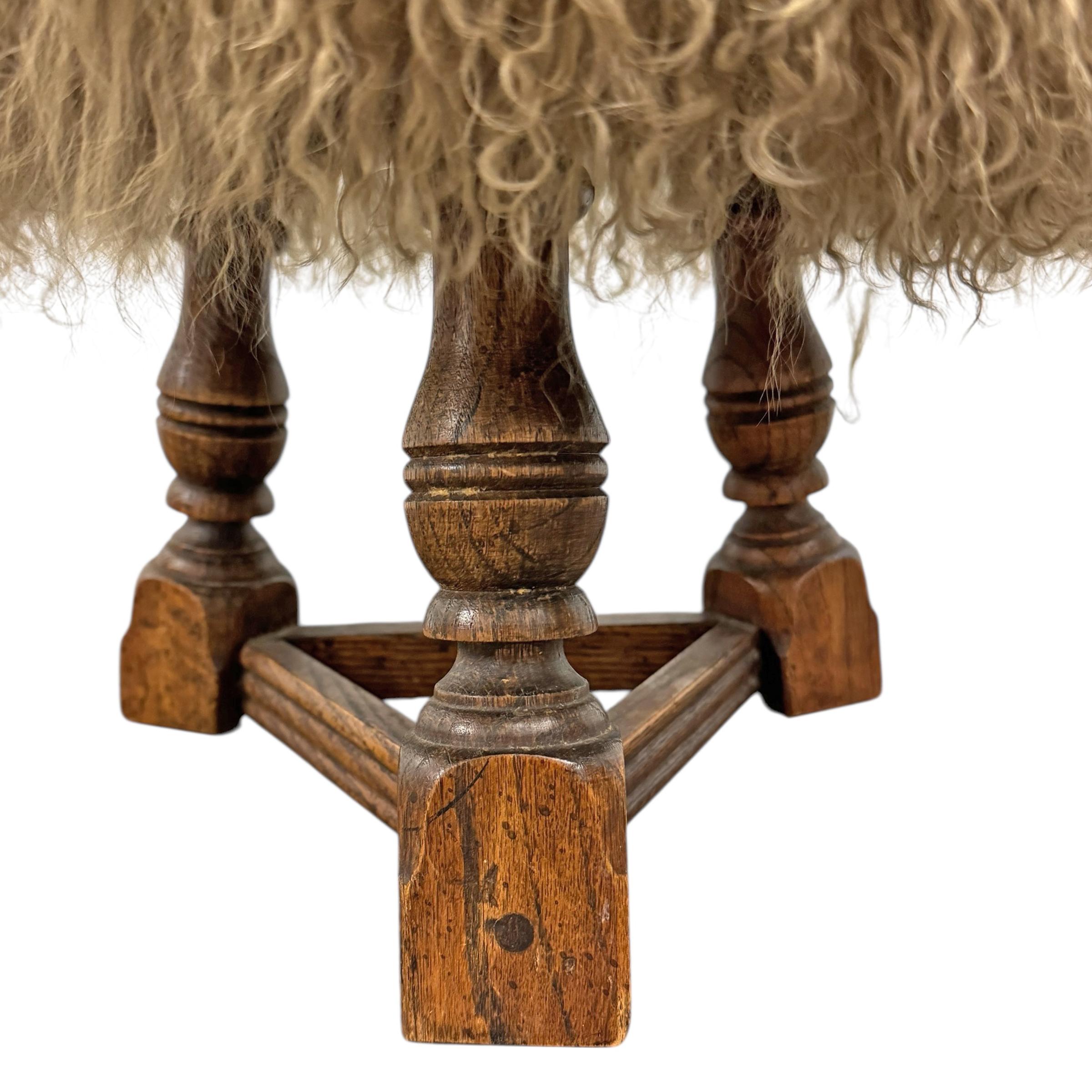 Pair of Fur Covered English Stools For Sale 2