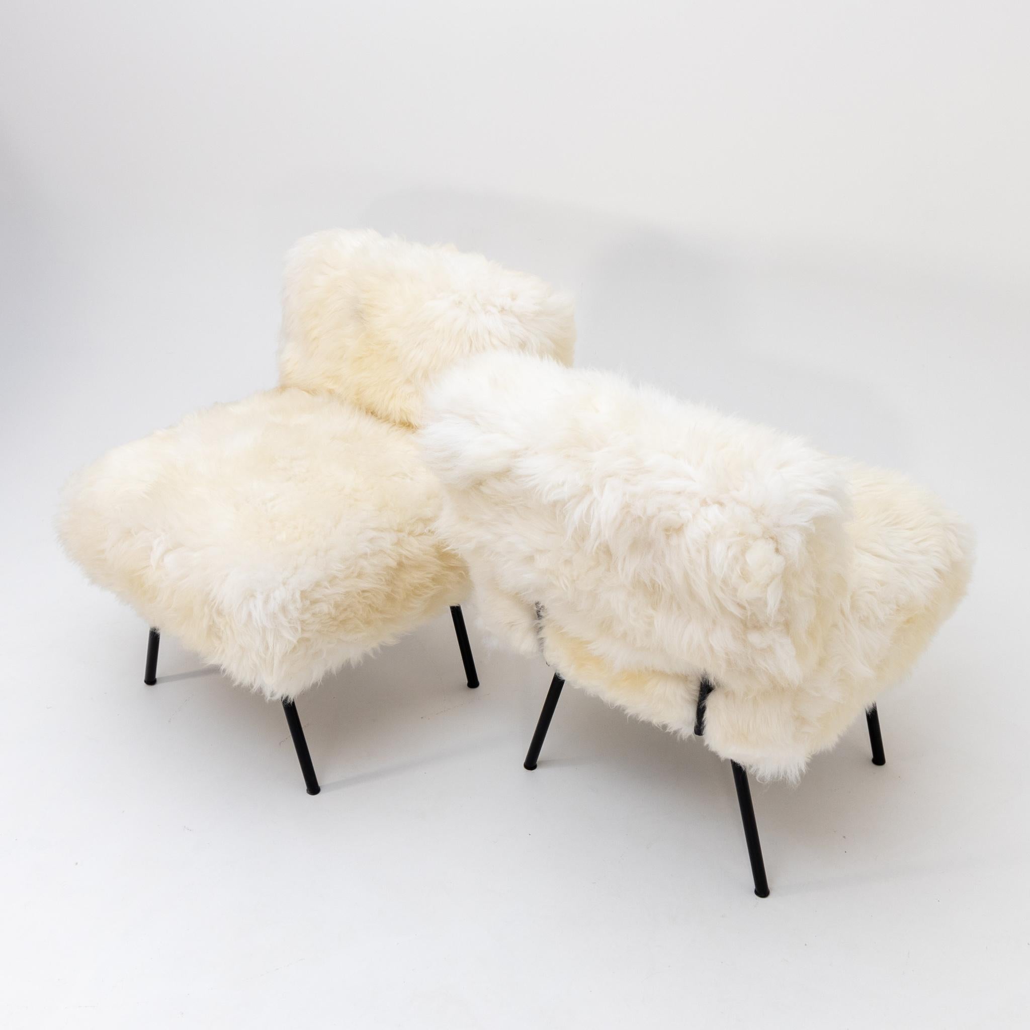 Pair of Fur Slipper Chairs, Italy Mid-20th Century 1