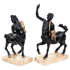 Pareja de Centauros Furietti en bronce, con partes en bronce dorado. Par de bronce