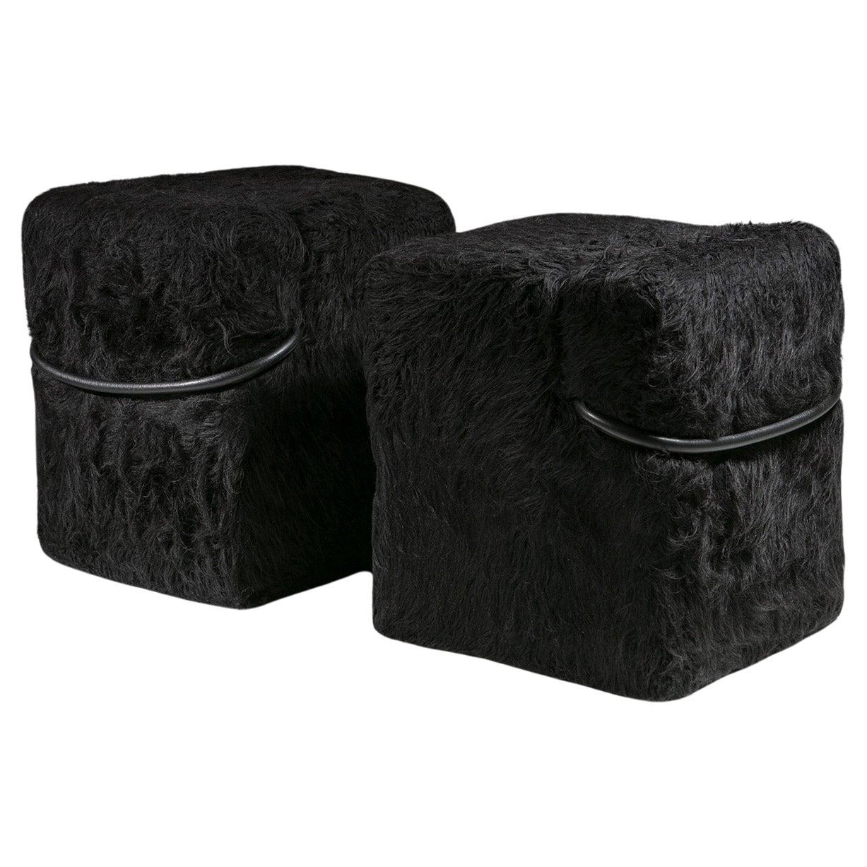 Pair of Furry "Blocco" Early Edition Chairs by Nanda Vigo, Driade, Italy, 1970s For Sale