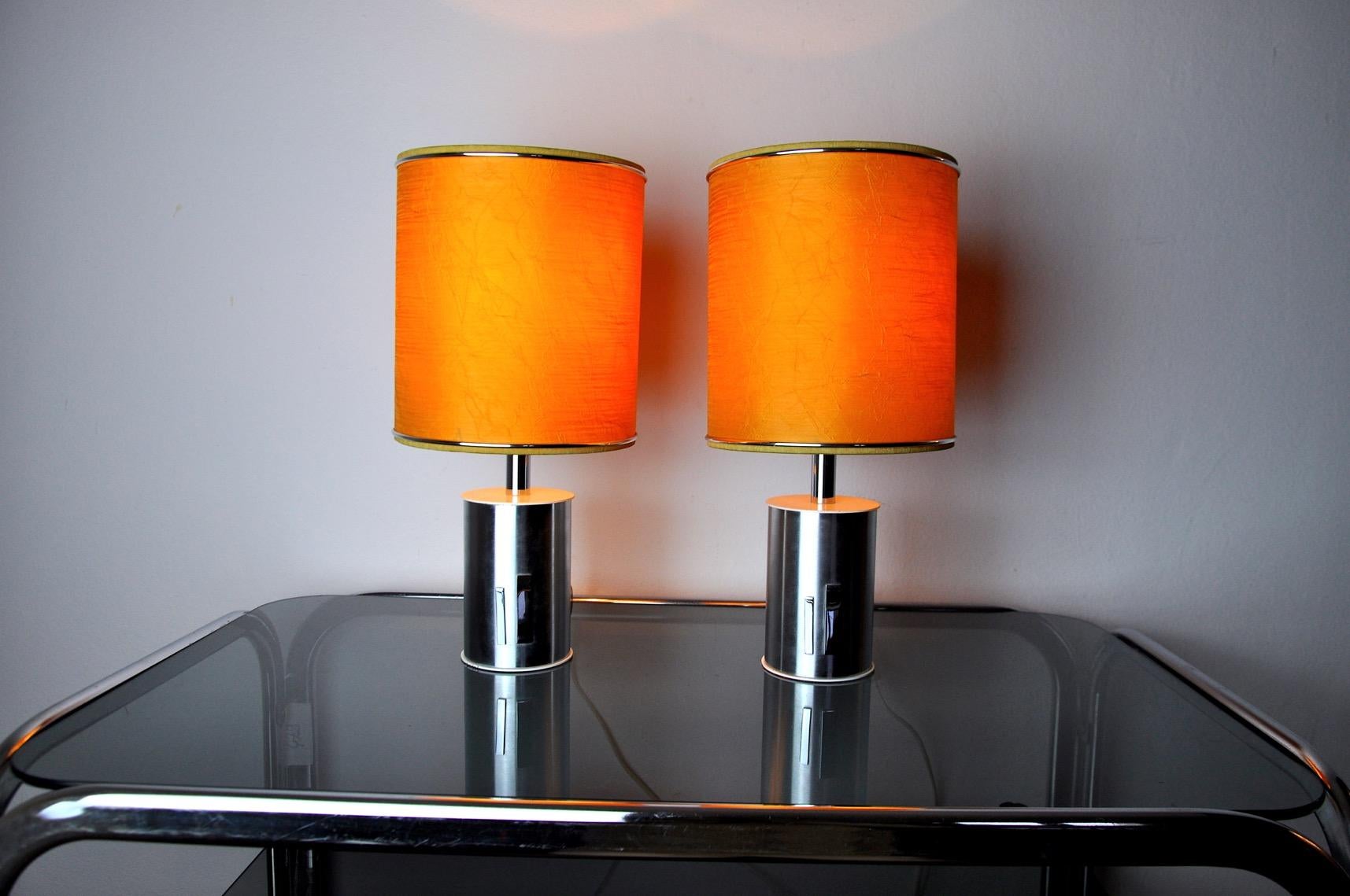 Metal Pair of futuristic lamps by Marca SL, Spain, 1970s For Sale