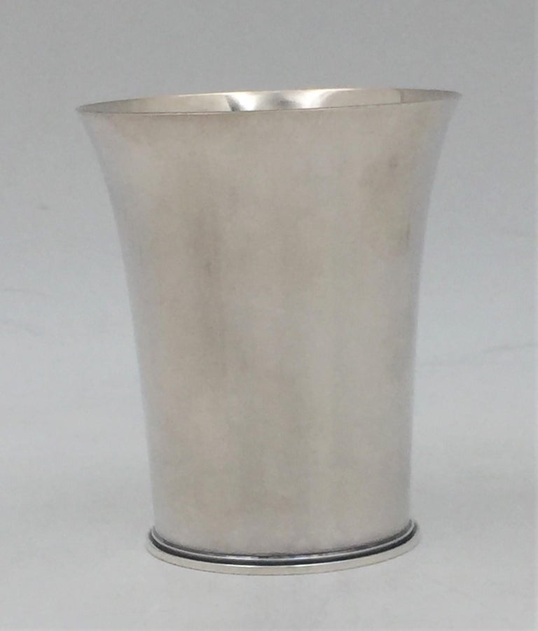 Pair of G. Jensen by Nielsen Pyramid Sterling Silver Kiddush Cups