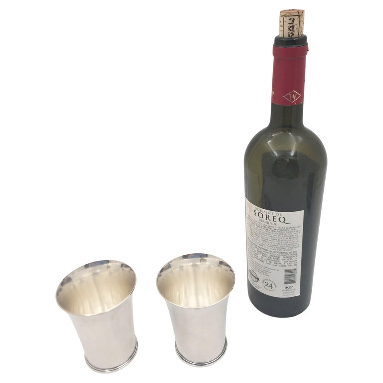 Pair of G. Jensen by Nielsen Pyramid Sterling Silver Kiddush Cups