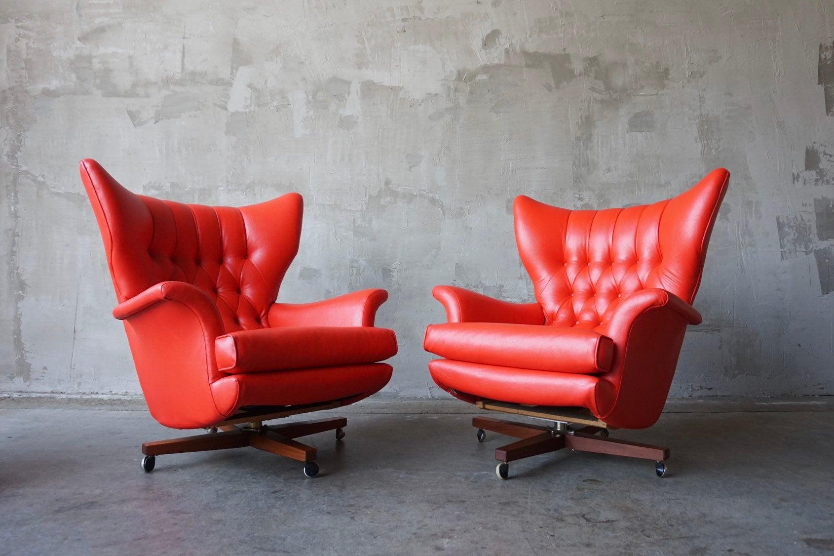 Pair of GPlan Lounge Chairs with Ottoman For Sale at 1stDibs