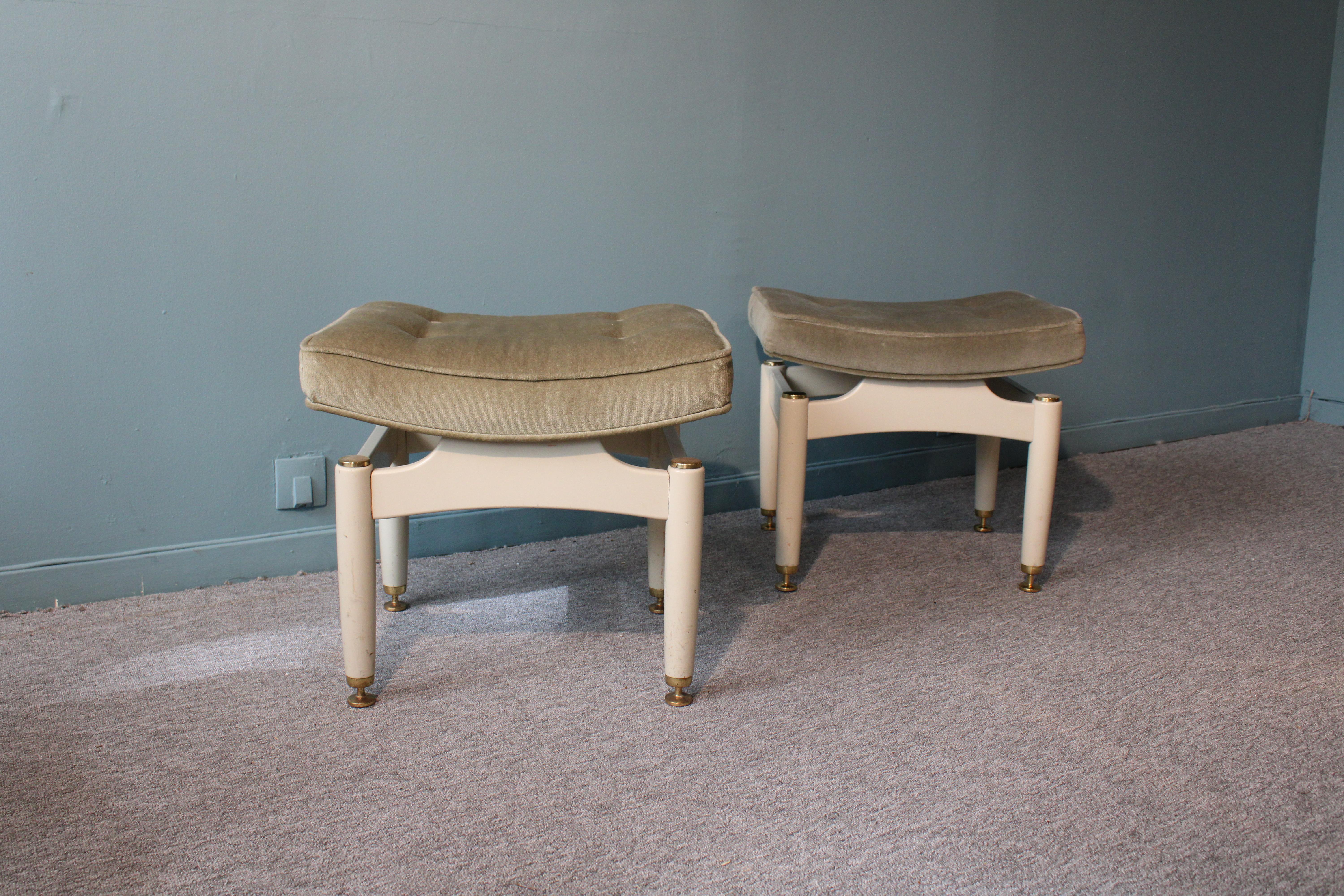 Fabric Pair of G-Plan Stools For Sale