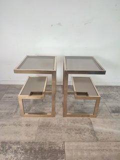 Ein Paar G-förmige Beistelltische von Belgo Chrom