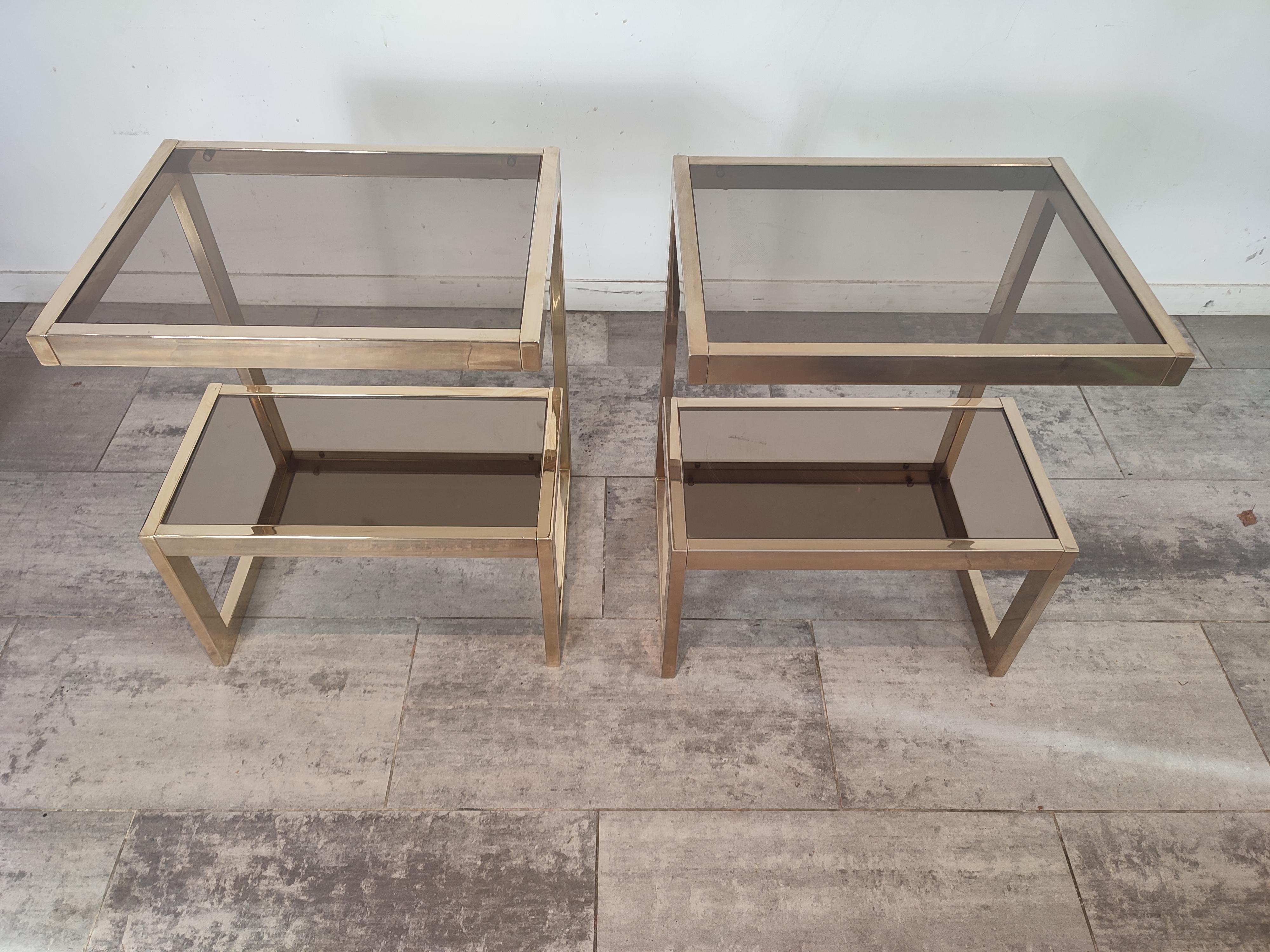 Hollywood Regency Pair of G Shaped Side Tables from Belgo Chrom
