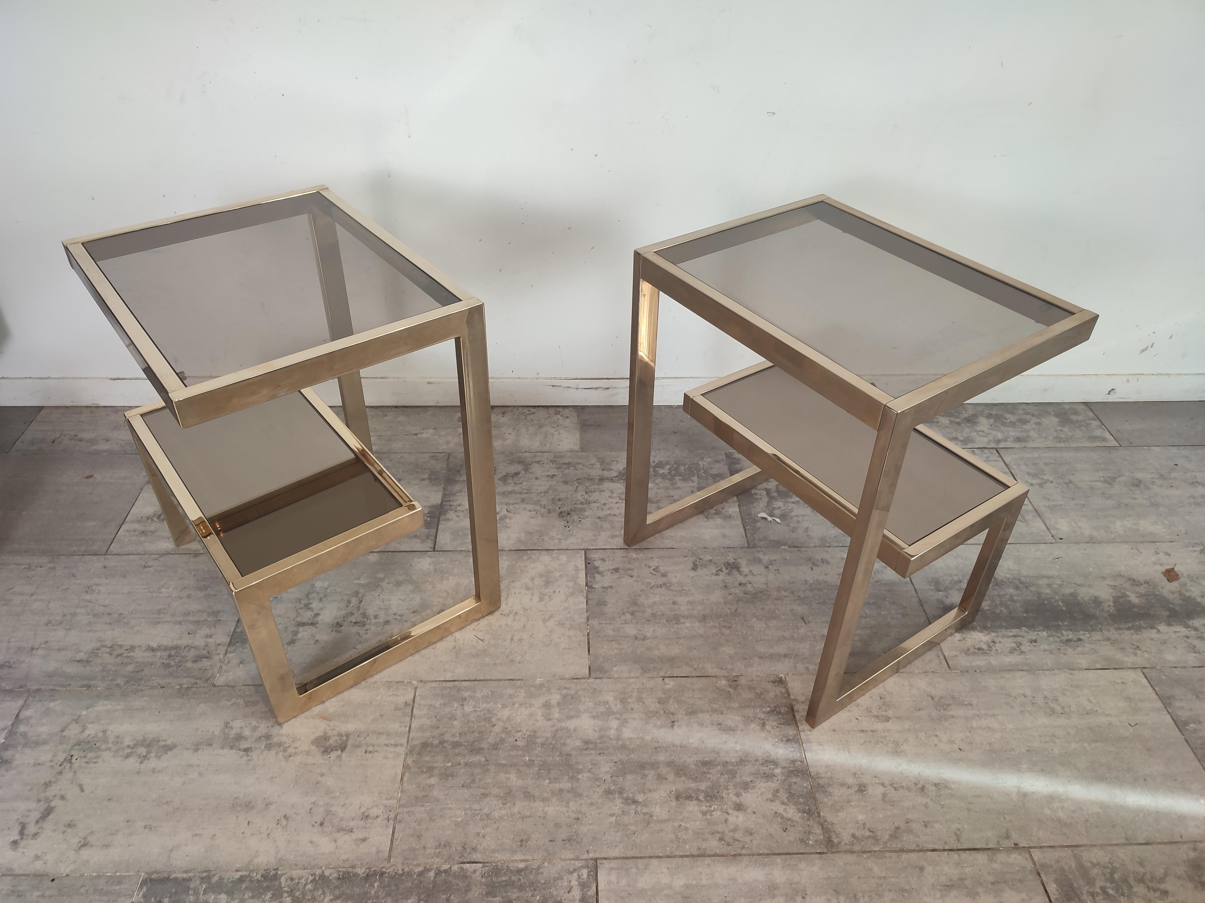 Belgian Pair of G Shaped Side Tables from Belgo Chrom