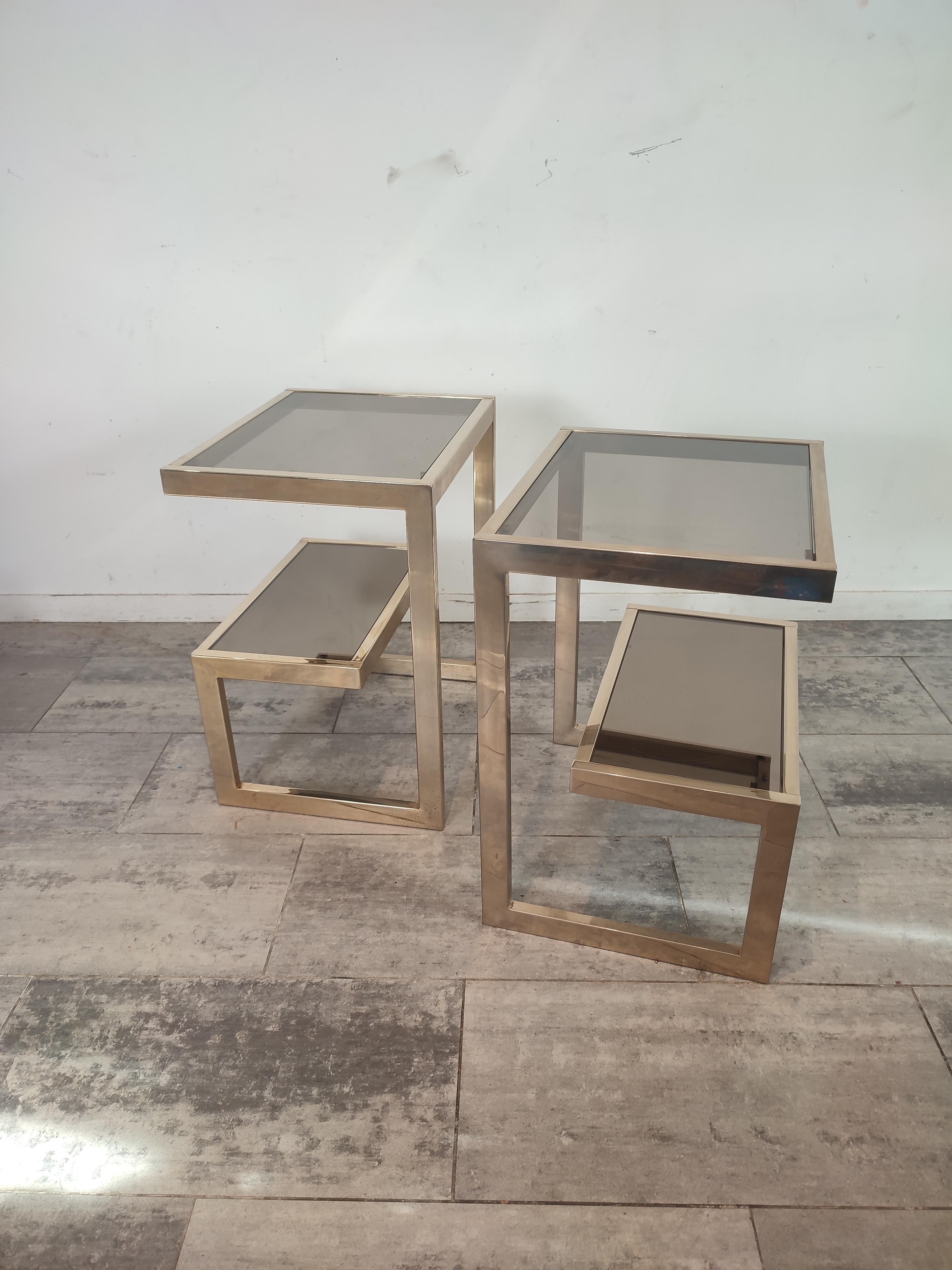 Metal Pair of G Shaped Side Tables from Belgo Chrom