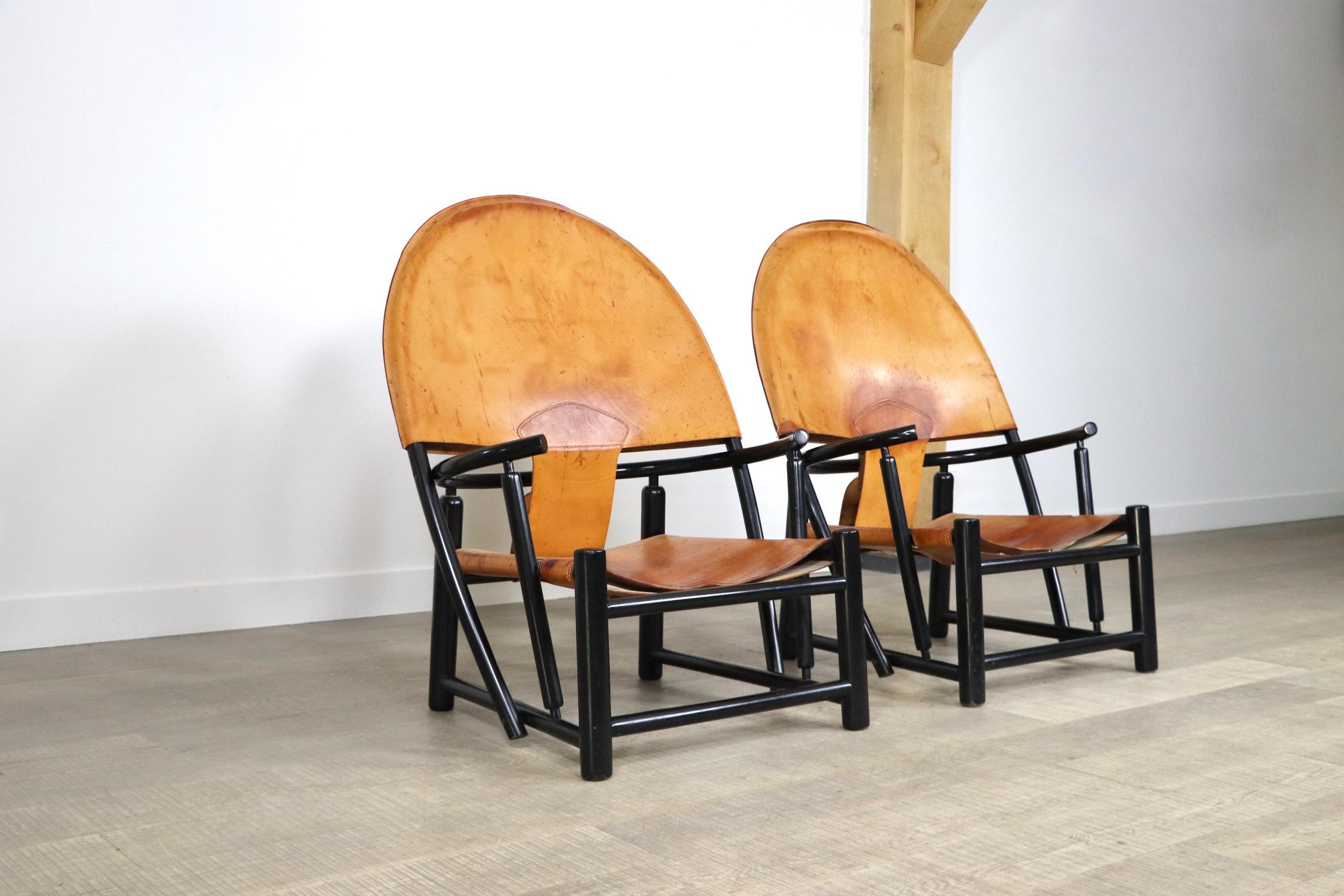 Pair of G23 Hoop chairs by Piero Palange and Werther Toffoloni for Germa In Good Condition In ABCOUDE, UT
