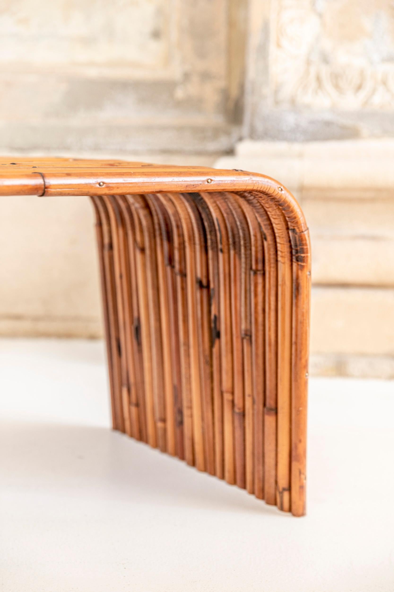 Pair of Gabriella Crespi Bamboo Tables, Italy 1975, Certificate by Archives 5