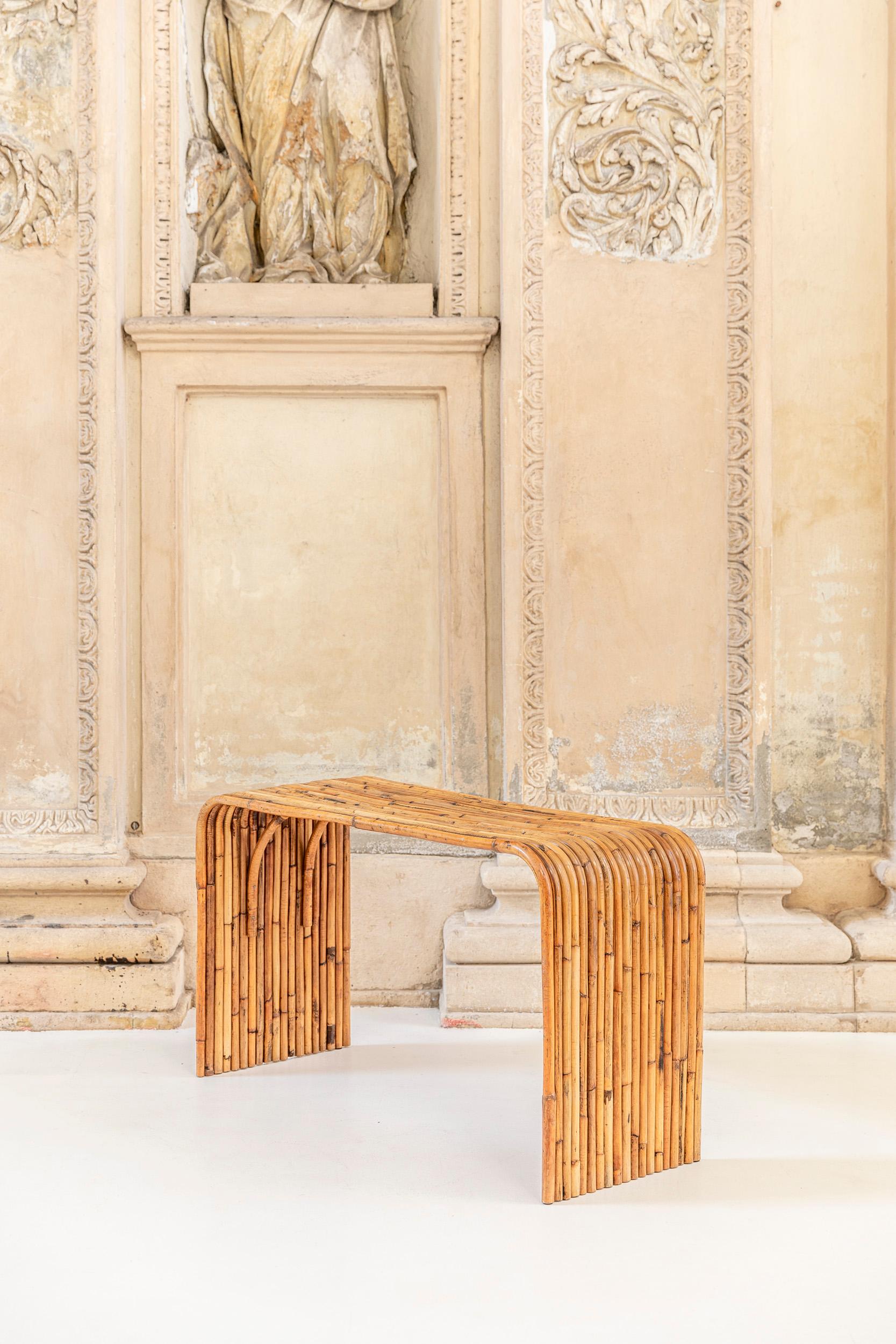 Pair of Gabriella Crespi Bamboo Tables, Italy 1975, Certificate by Archives 9