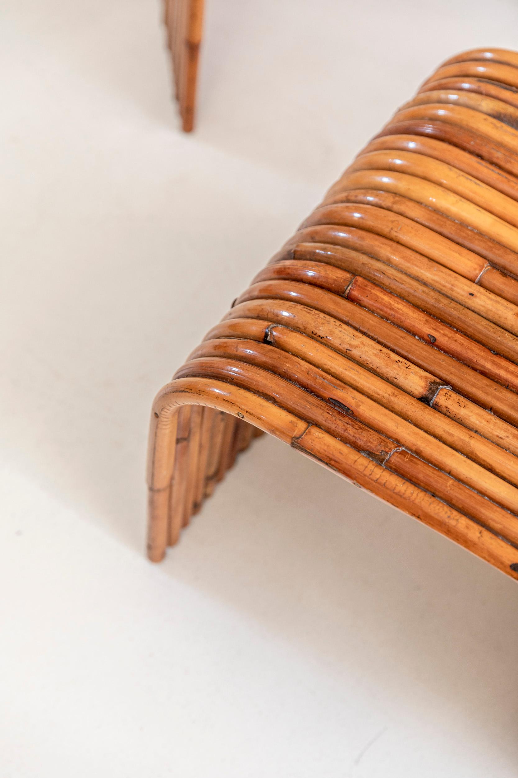 Pair of Gabriella Crespi Bamboo Tables, Italy 1975, Certificate by Archives 2