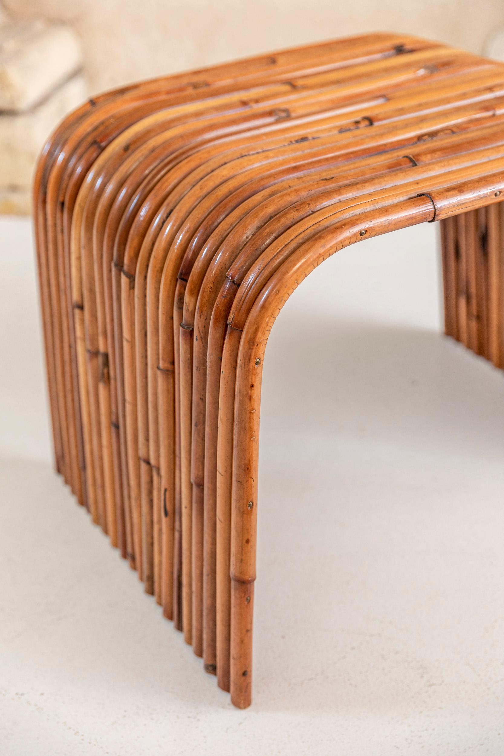 Pair of Gabriella Crespi Bamboo Tables, Italy 1975, Certificate by Archives 3