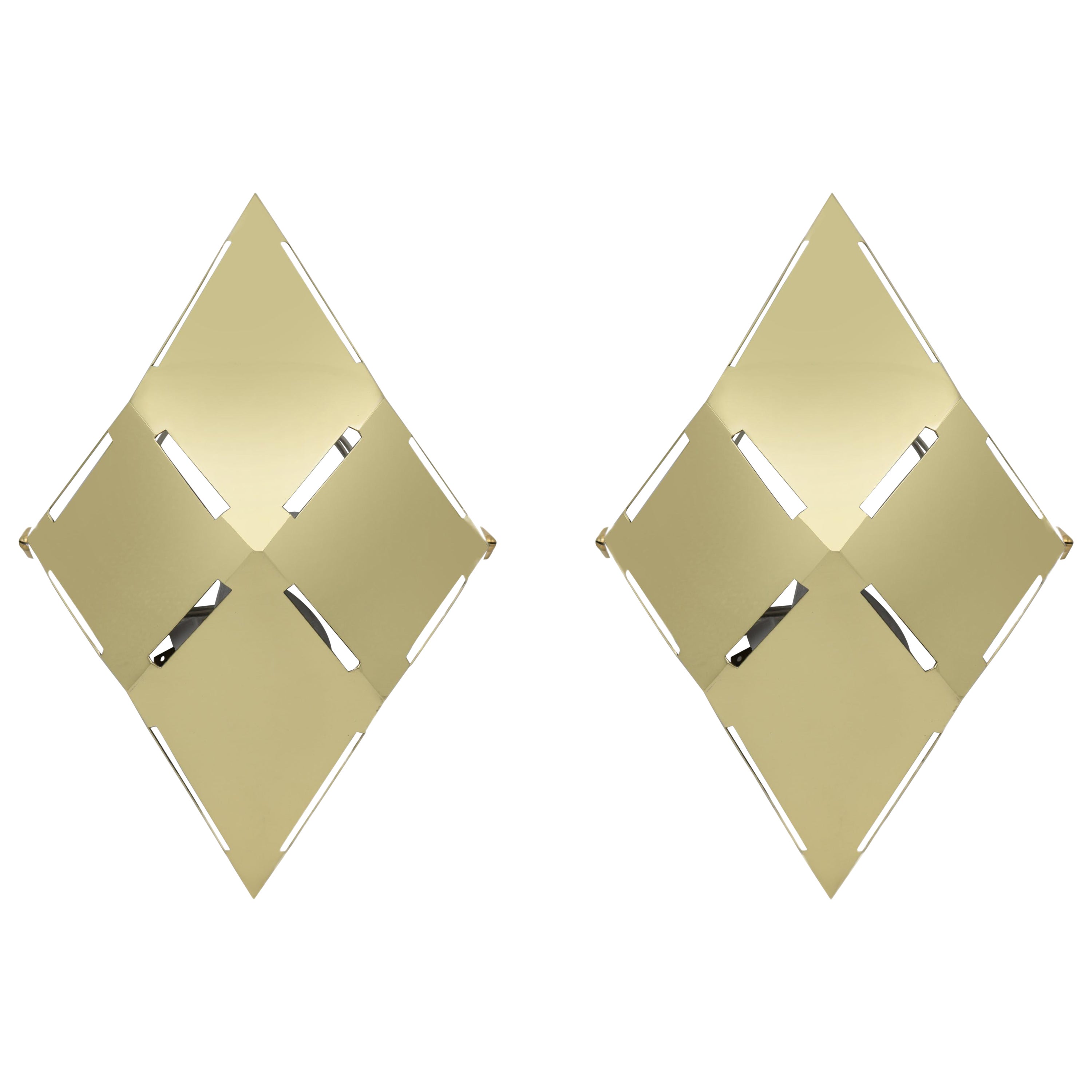 Pair of Gabriella Crespi Brass Sconces