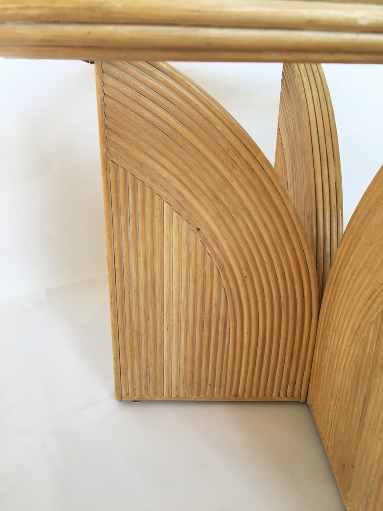 Pair of Split Reed Rattan Bamboo End/Side Tables at 1stDibs